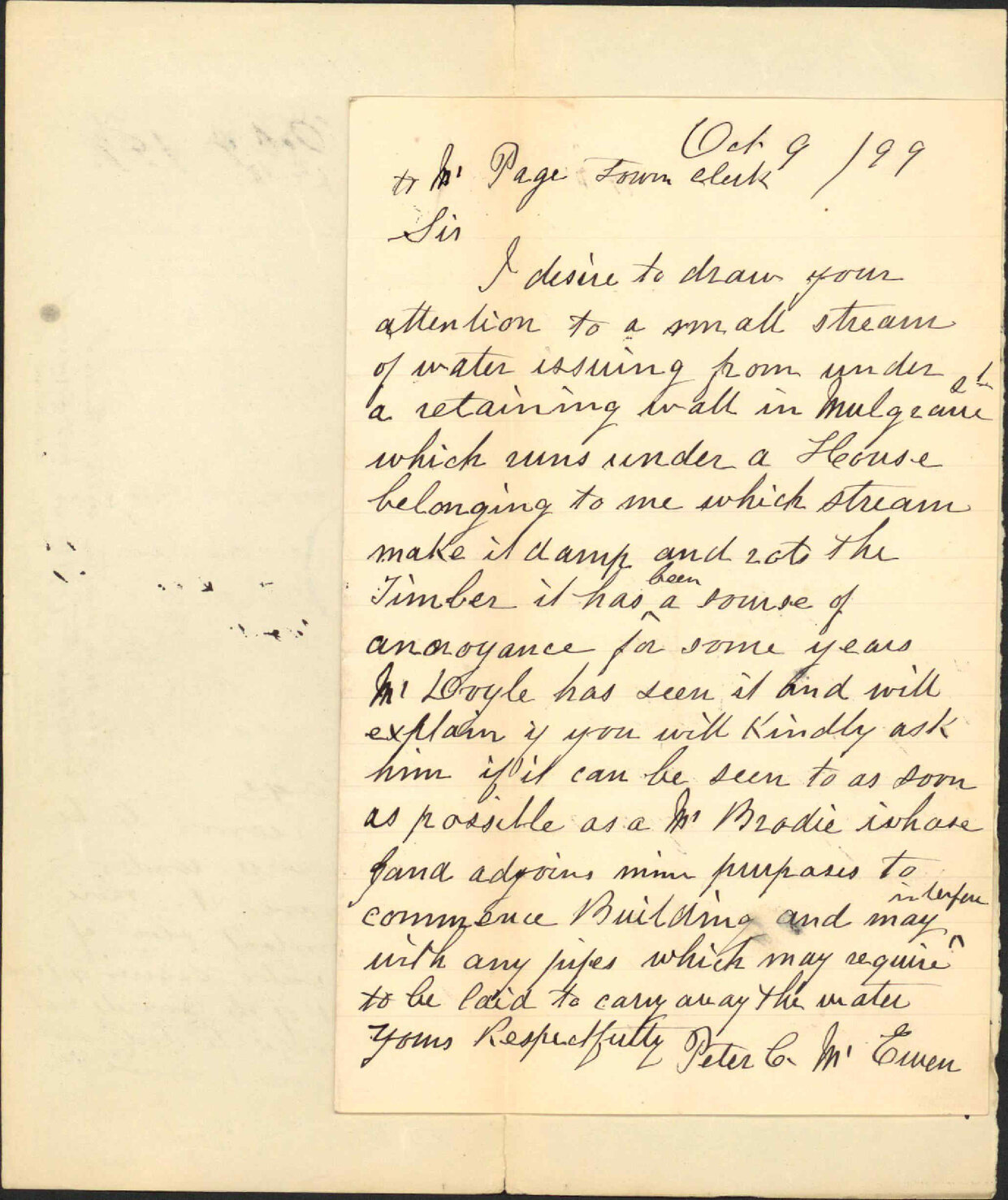 His property in Mulgrave Street - P C McEwen