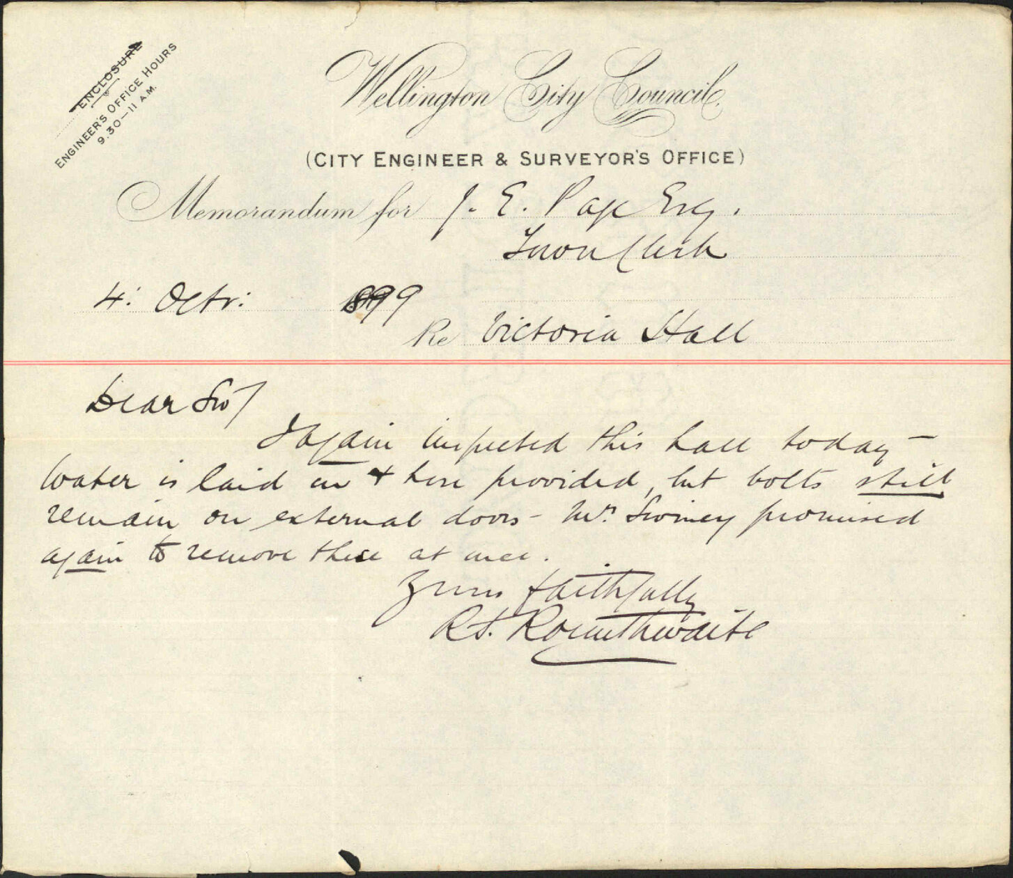 Victoria Hall - City Engineer