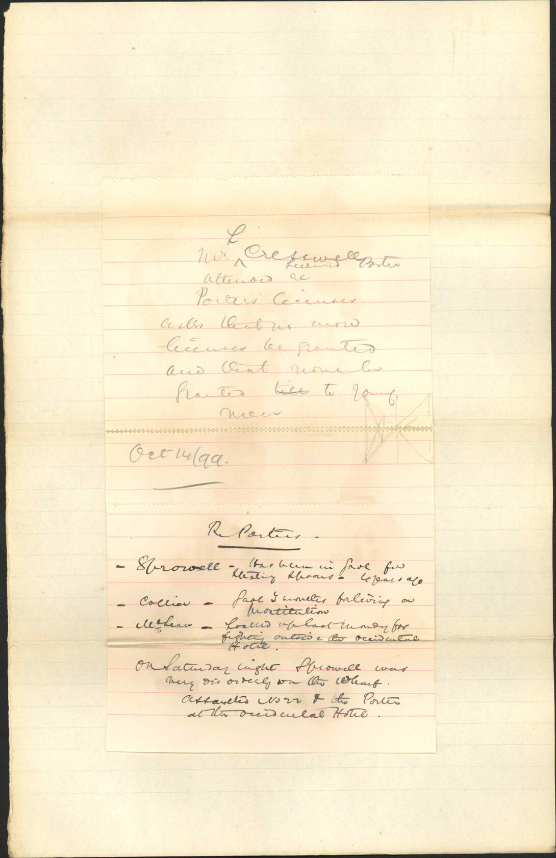 Porter's licence - L Cresswell