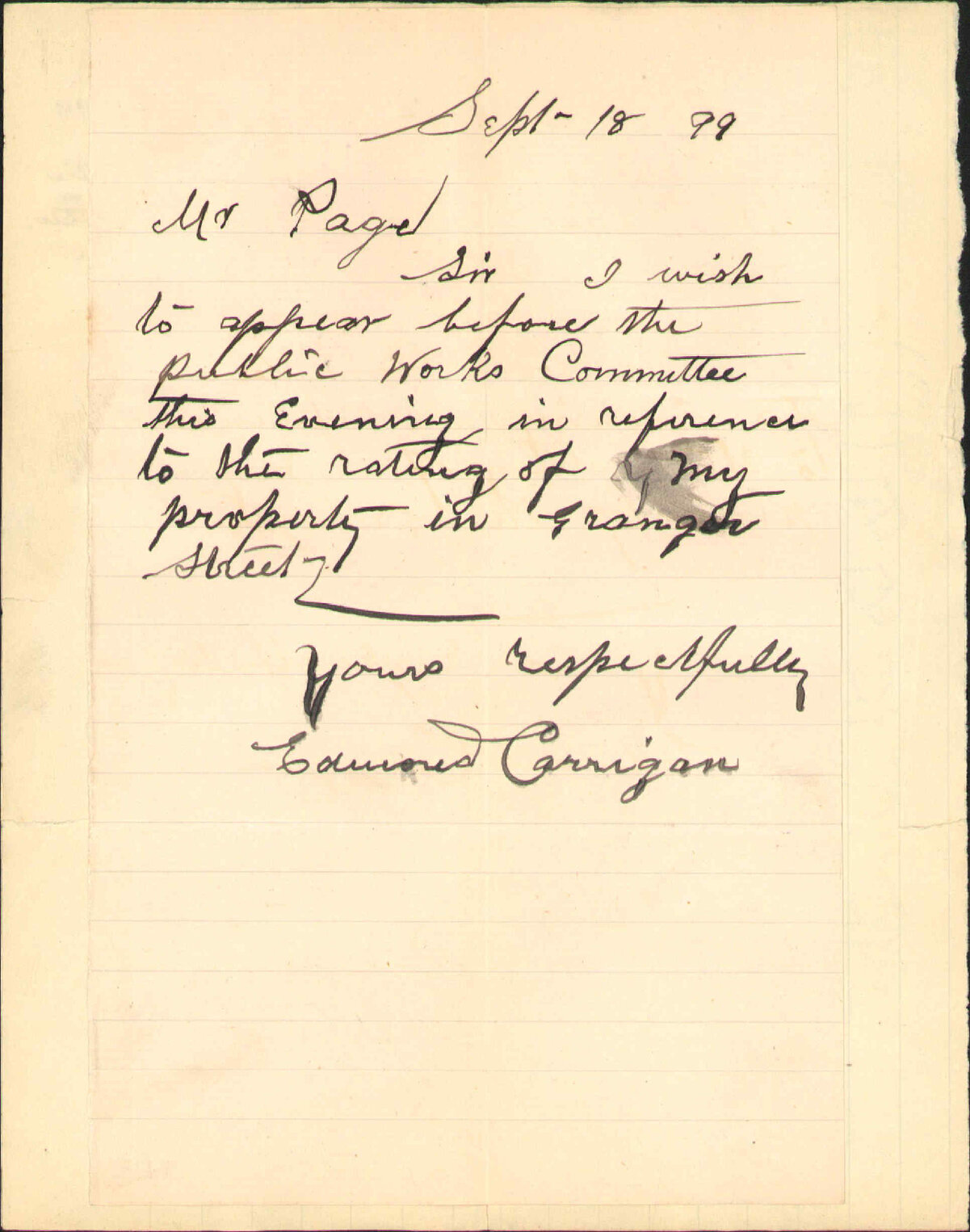 To wait on Public Works Committee - E Carrigan
