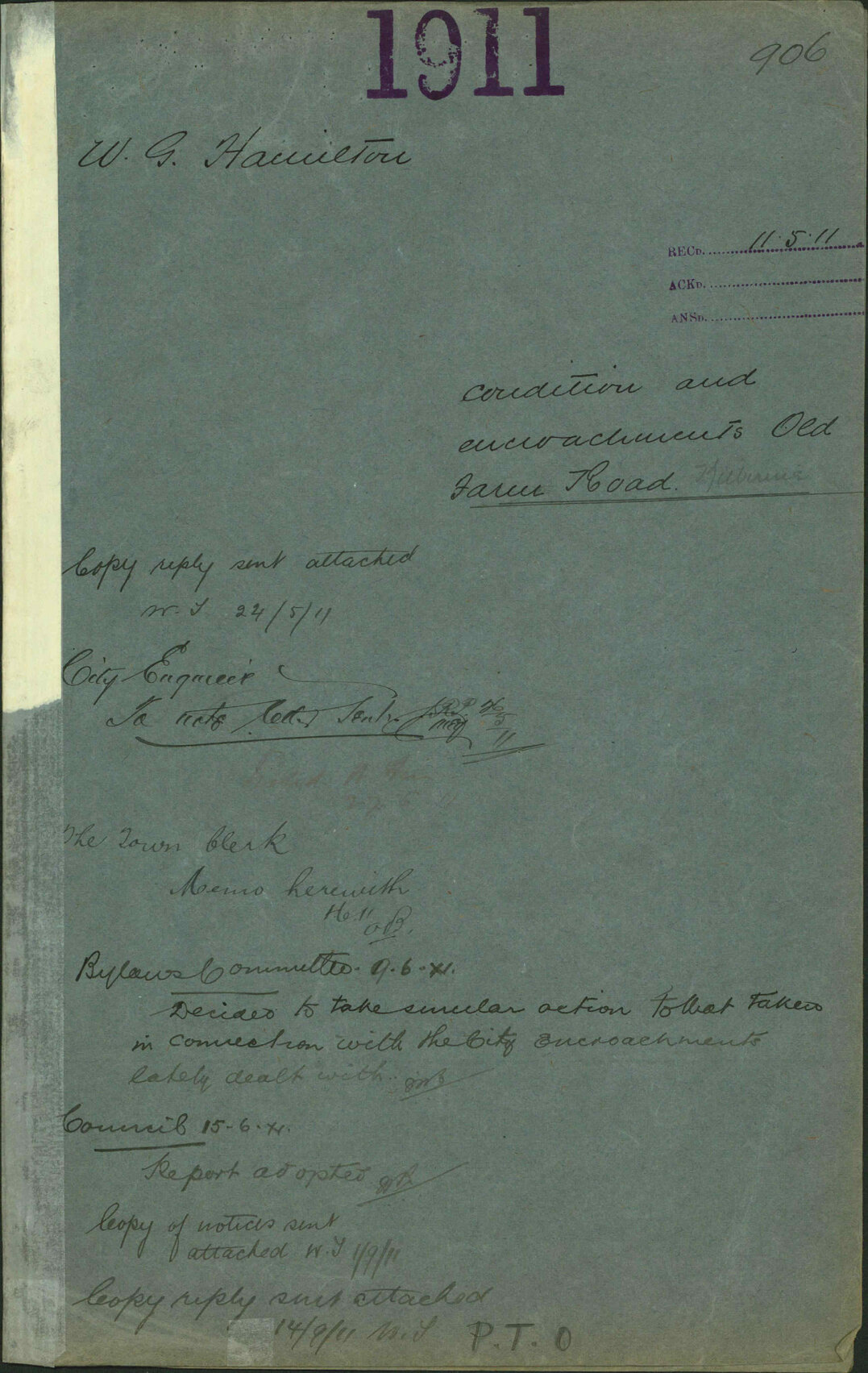 Condition and encroachments, Old Farm Road, Kilbirnie - W G Hamilton