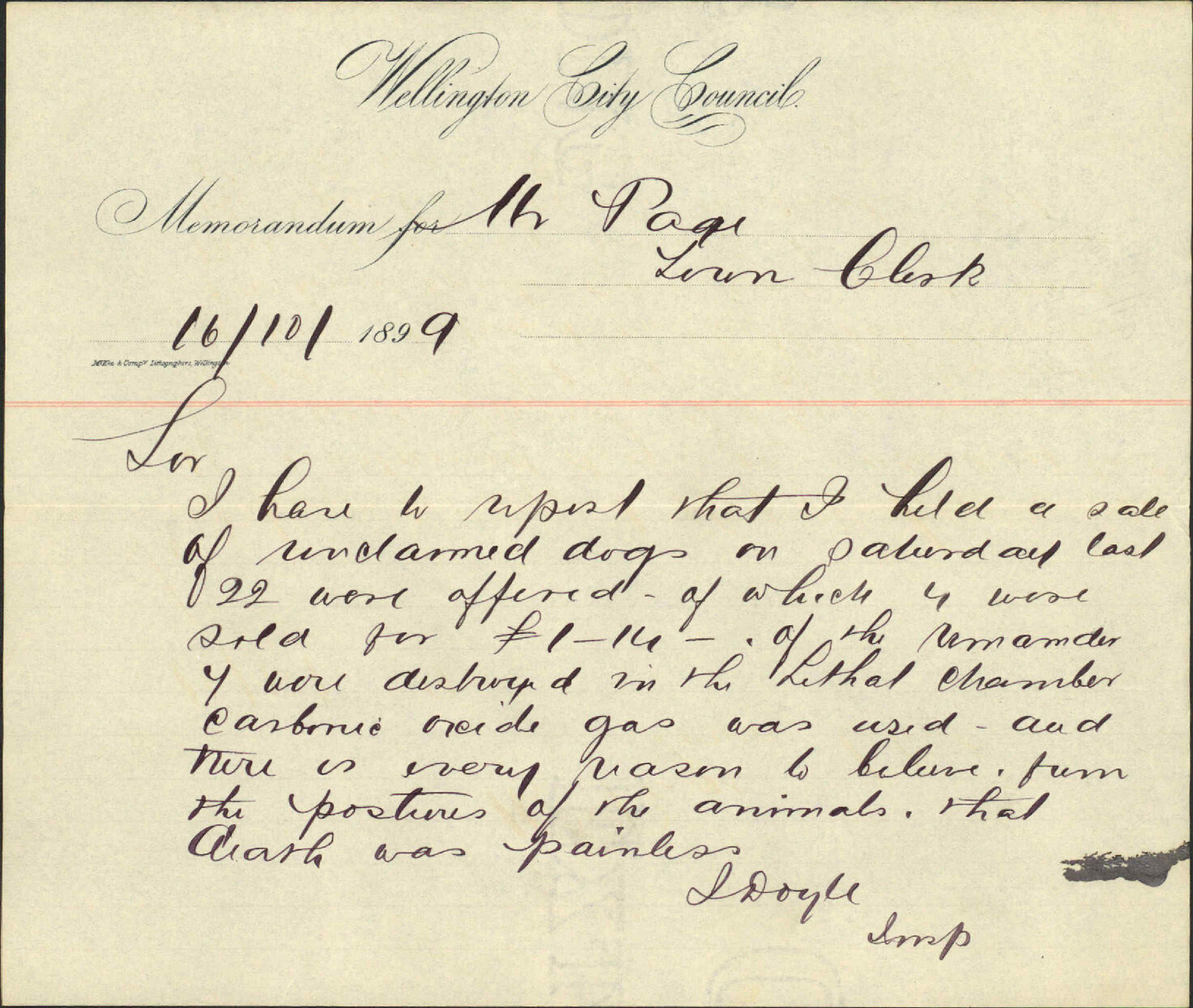Sale of dogs - Inspector of Nuisances