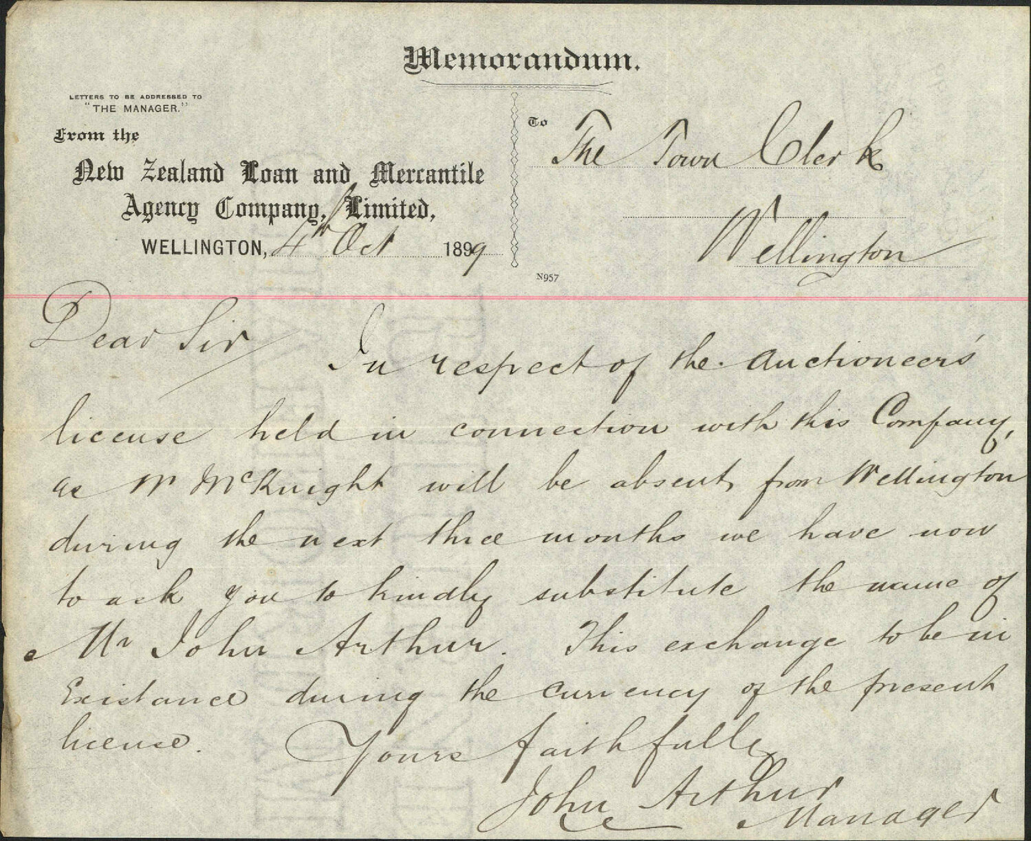Auctioneers licence - NZ Loan and Mercantile Agency Co