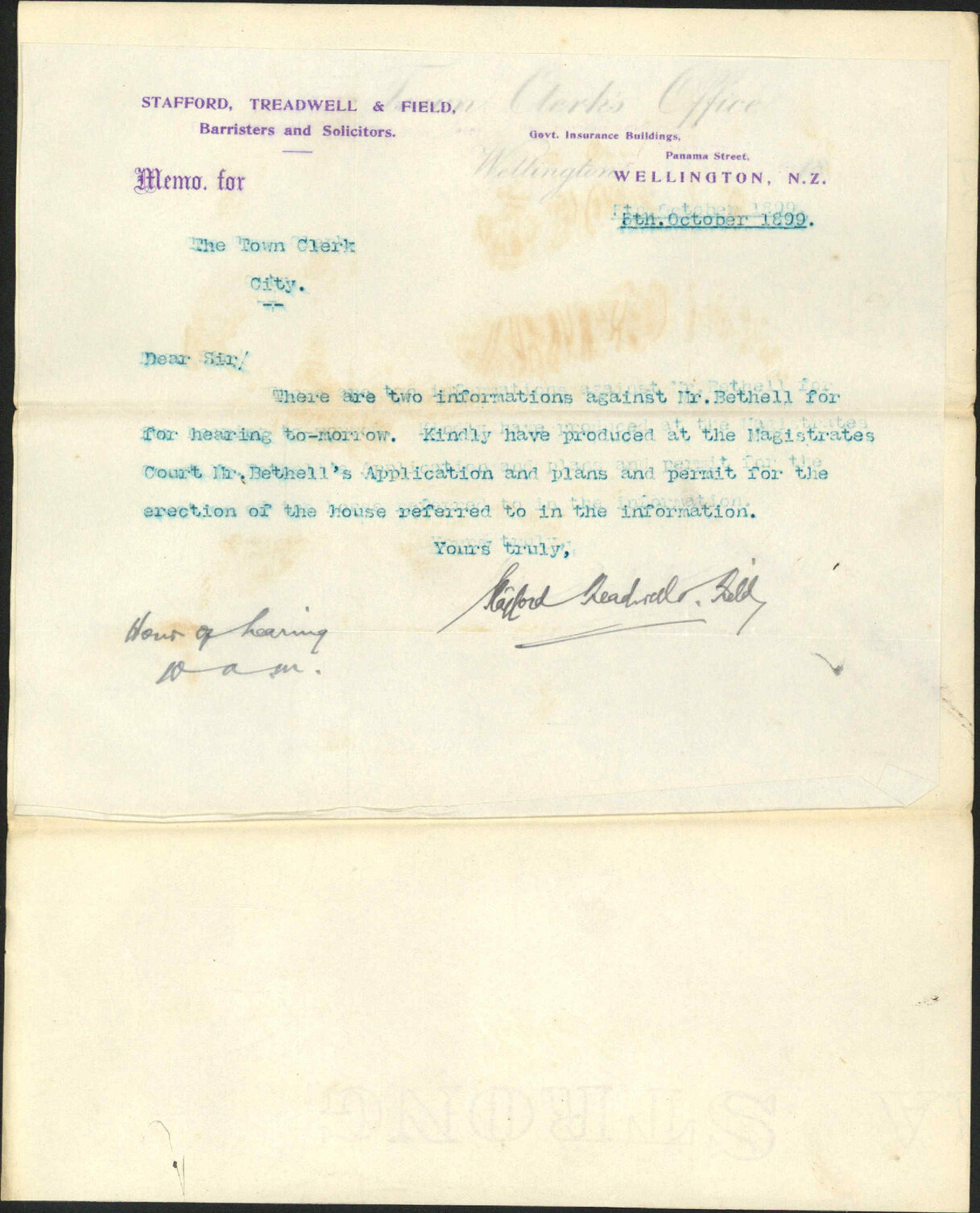 Bethell's case - Stafford, Treadwell &amp; Field