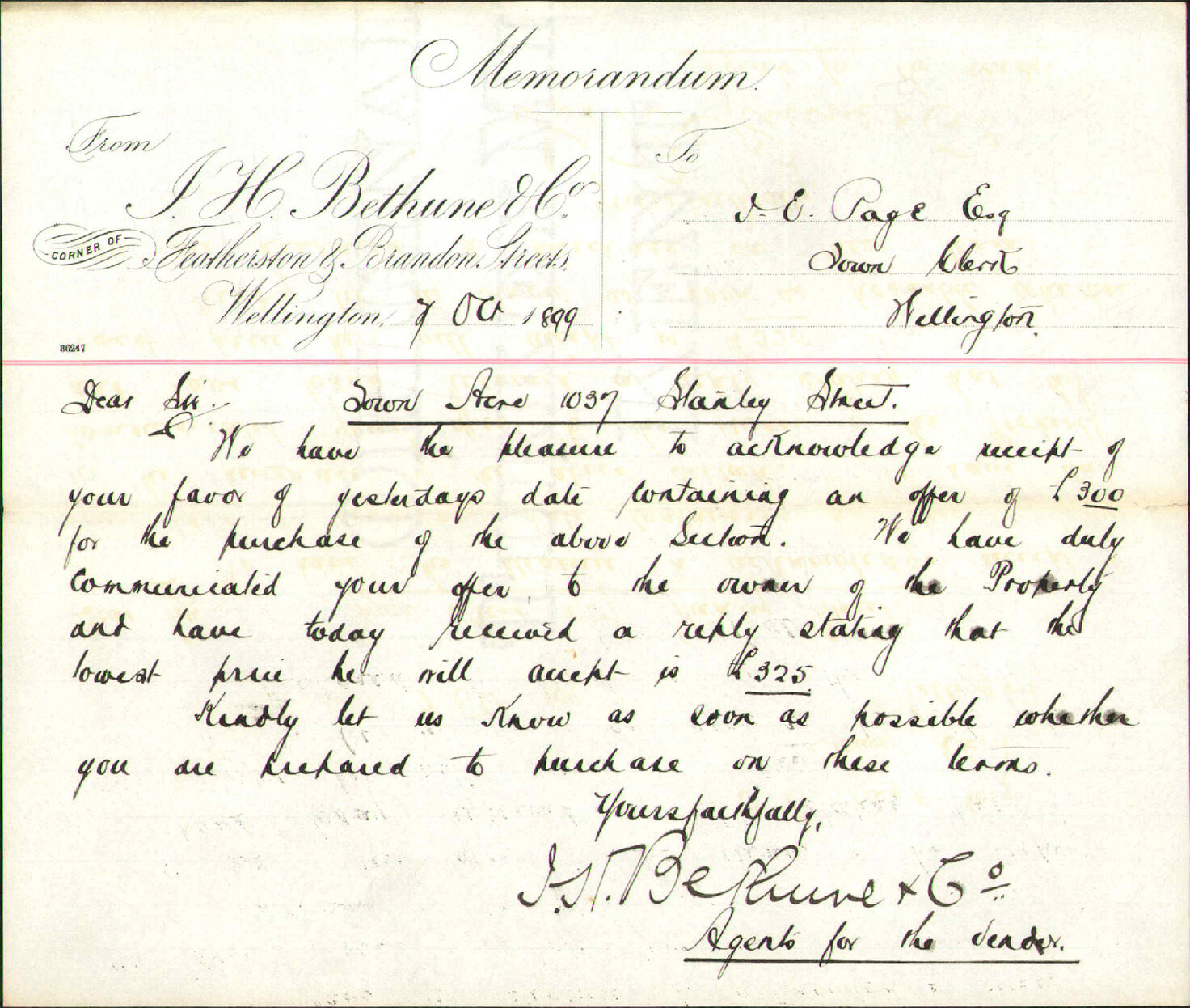 Furthe re Town Acre 1037 - J H Bethune &amp; Co