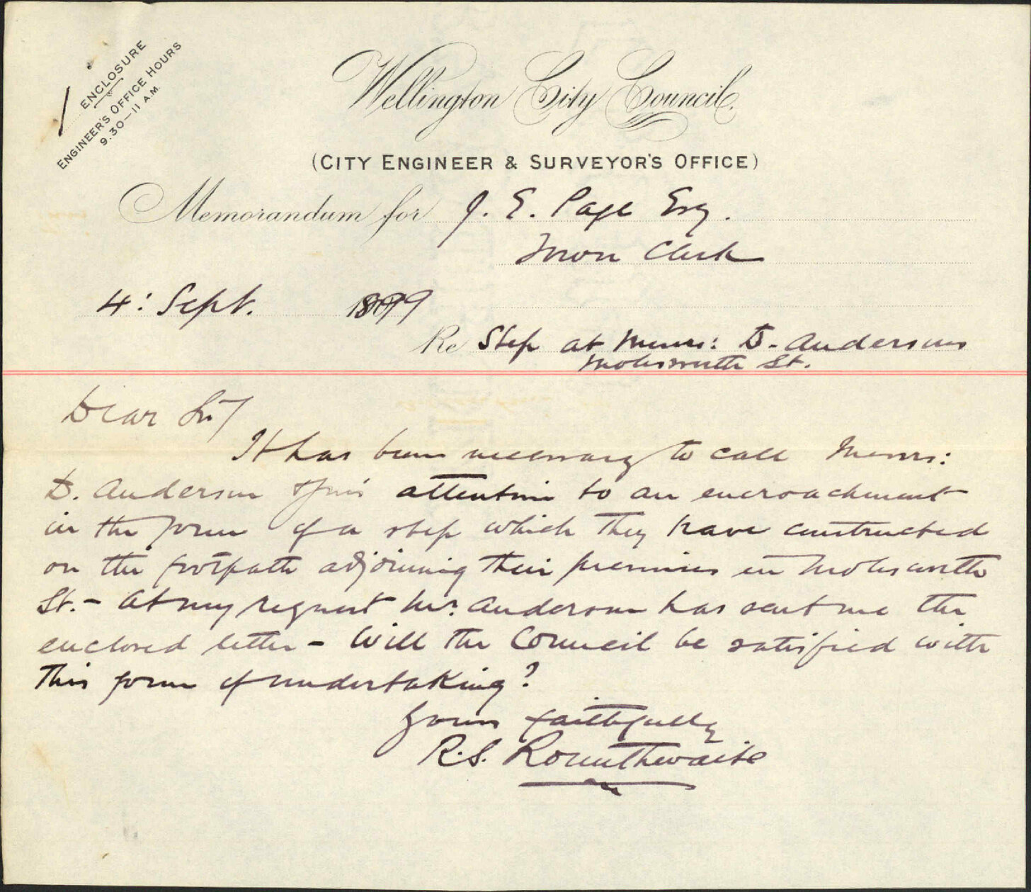 D Anderson &amp; Son's property, Molesworth Street - City Engineer