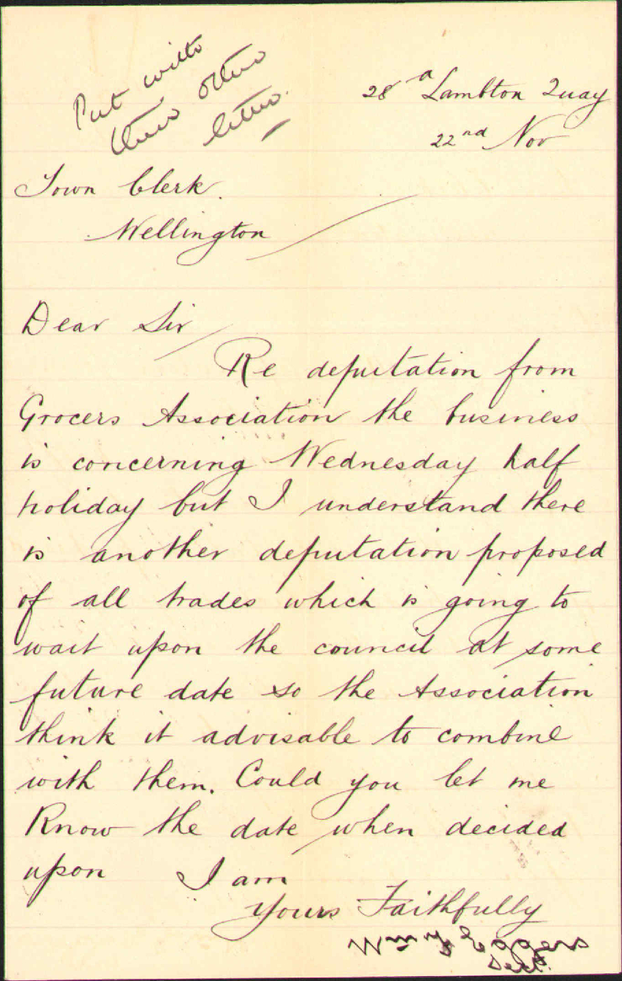 Deputation to wait on the Council - Wellington Grocers Association