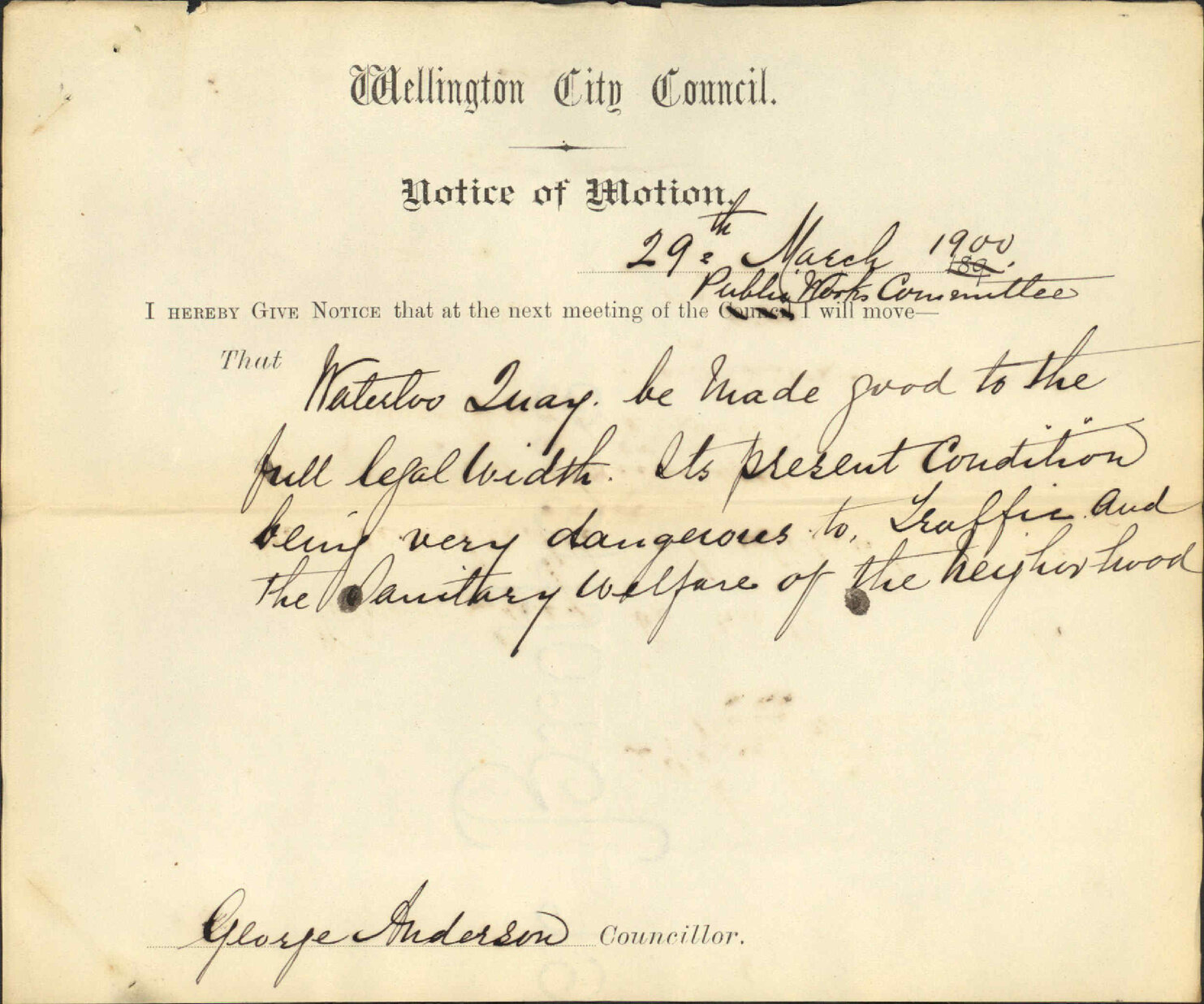 Notices of motion - Councillor Anderson