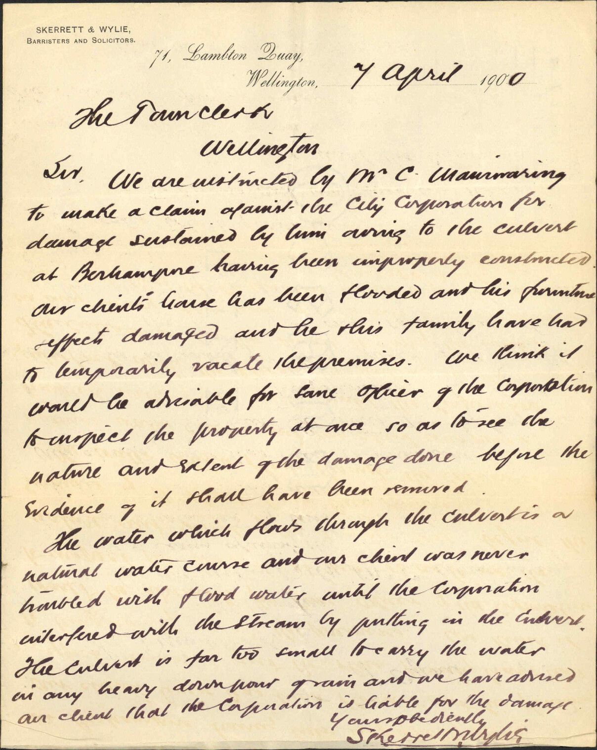 Claim on behalf of C Mainwaring - Skerrett &amp; Wylie