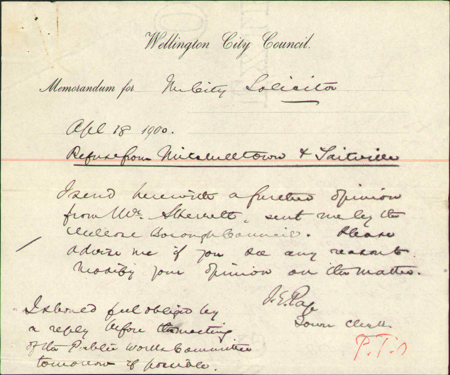 Further regarding refuse from Mitchelltown - Town Clerk, Melrose