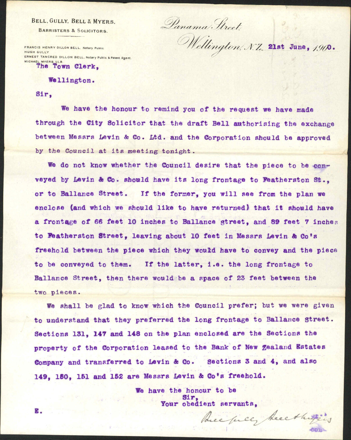 Exchange of lands with Levin &amp; Company - Bell, Gully, Bell &amp; Myers