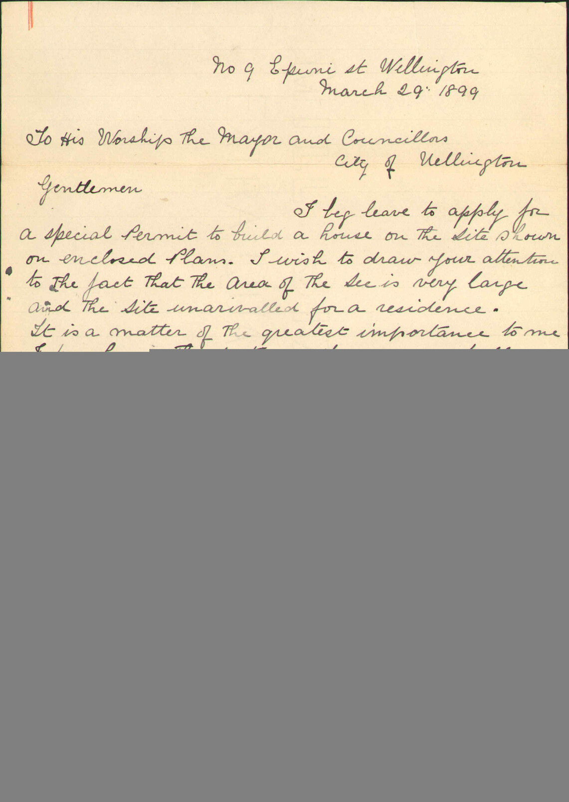 His property at Aro Street - J J Mead