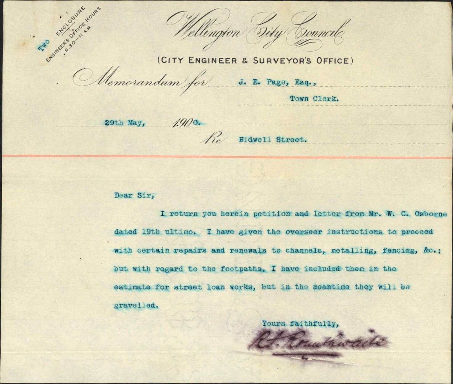 Petition regarding footpath at Bidwell Street - W C Dobson and others