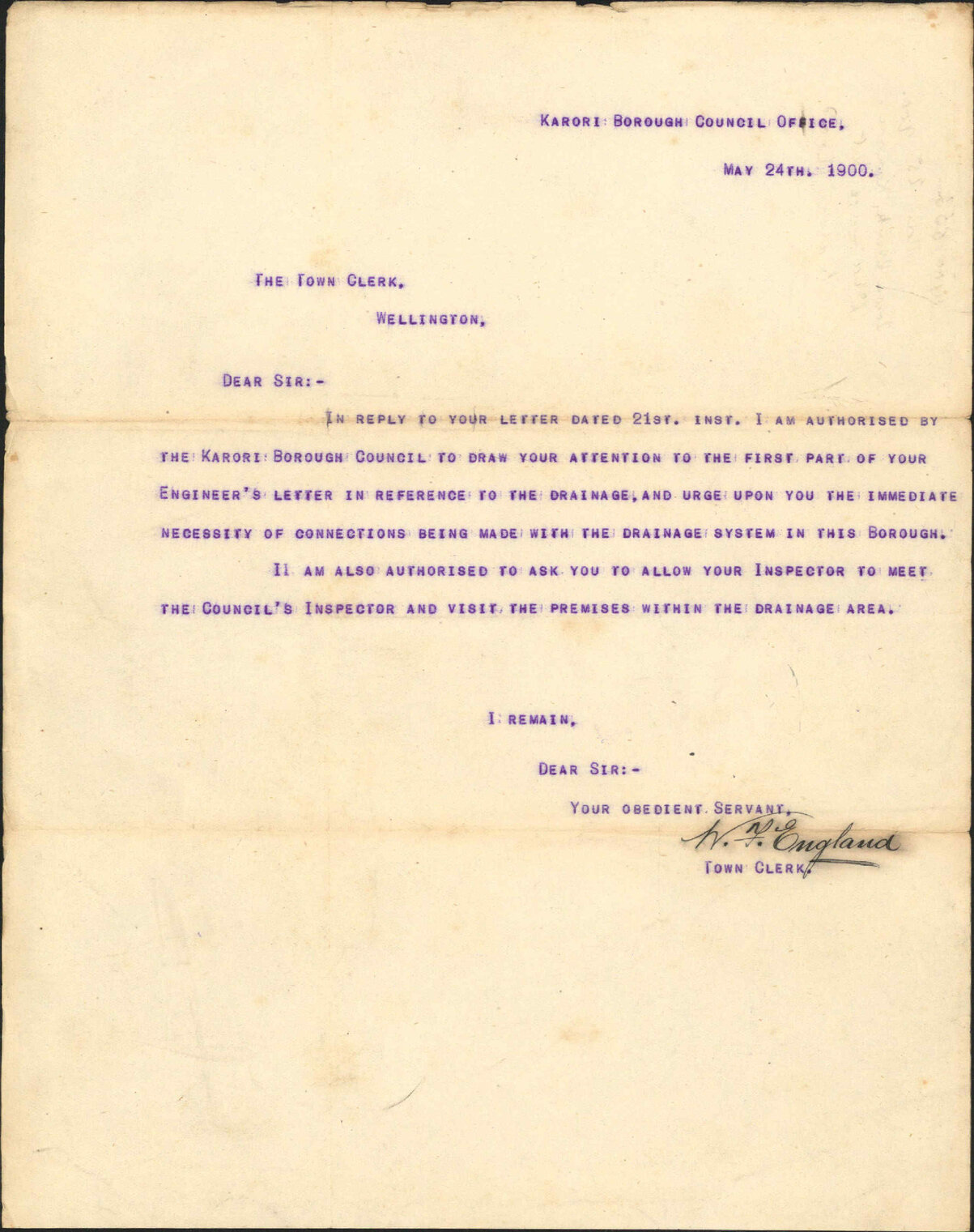 Drainage at Karori Road - Town Clerk, Karori