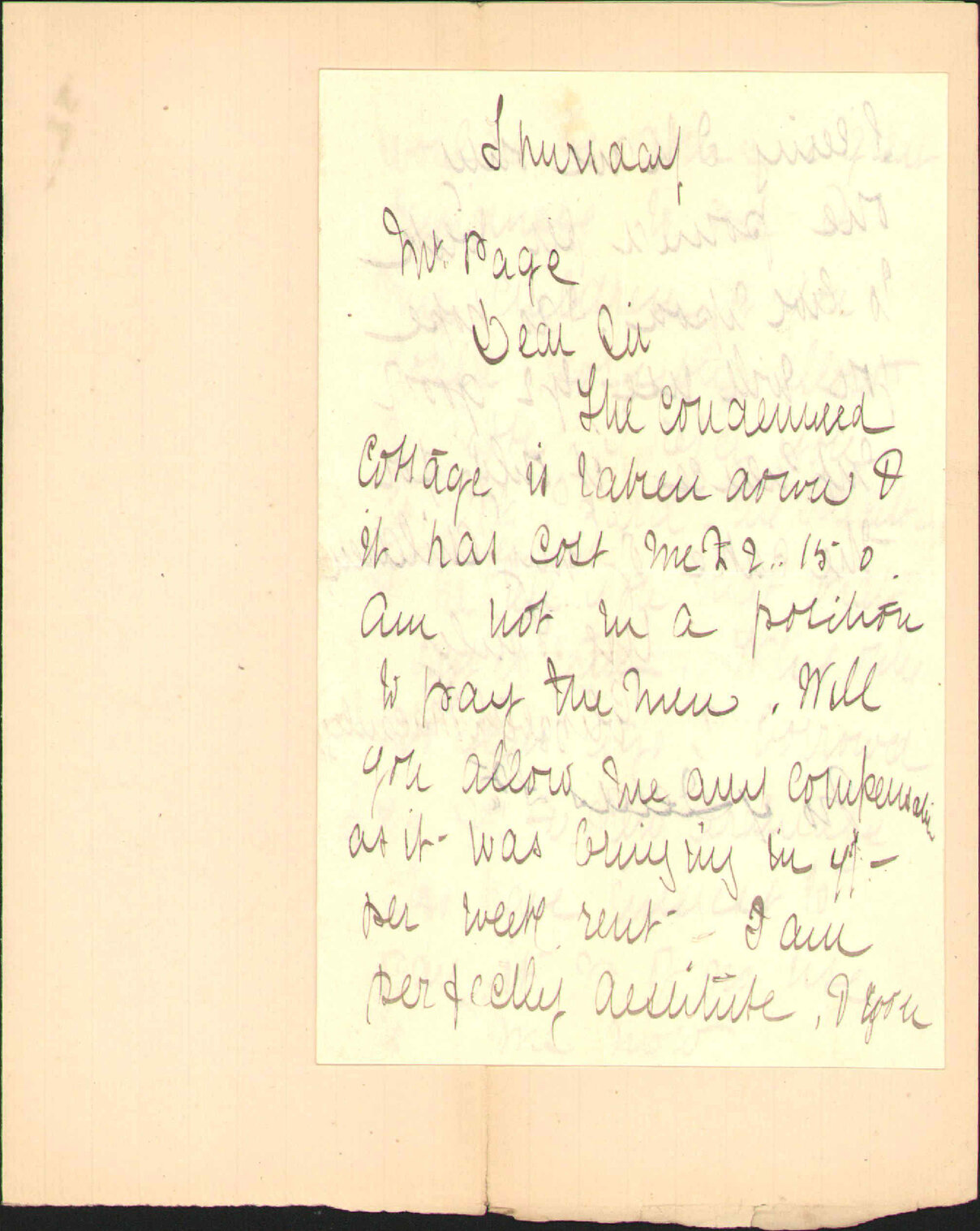 Her cottage (pulled down) - Mrs Macauley