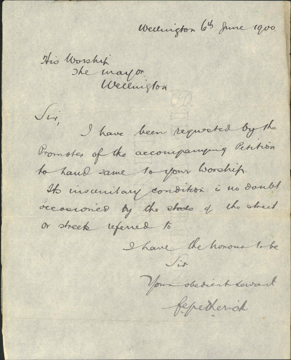 Asking for repairs to South Avenue - F E Petherick and others