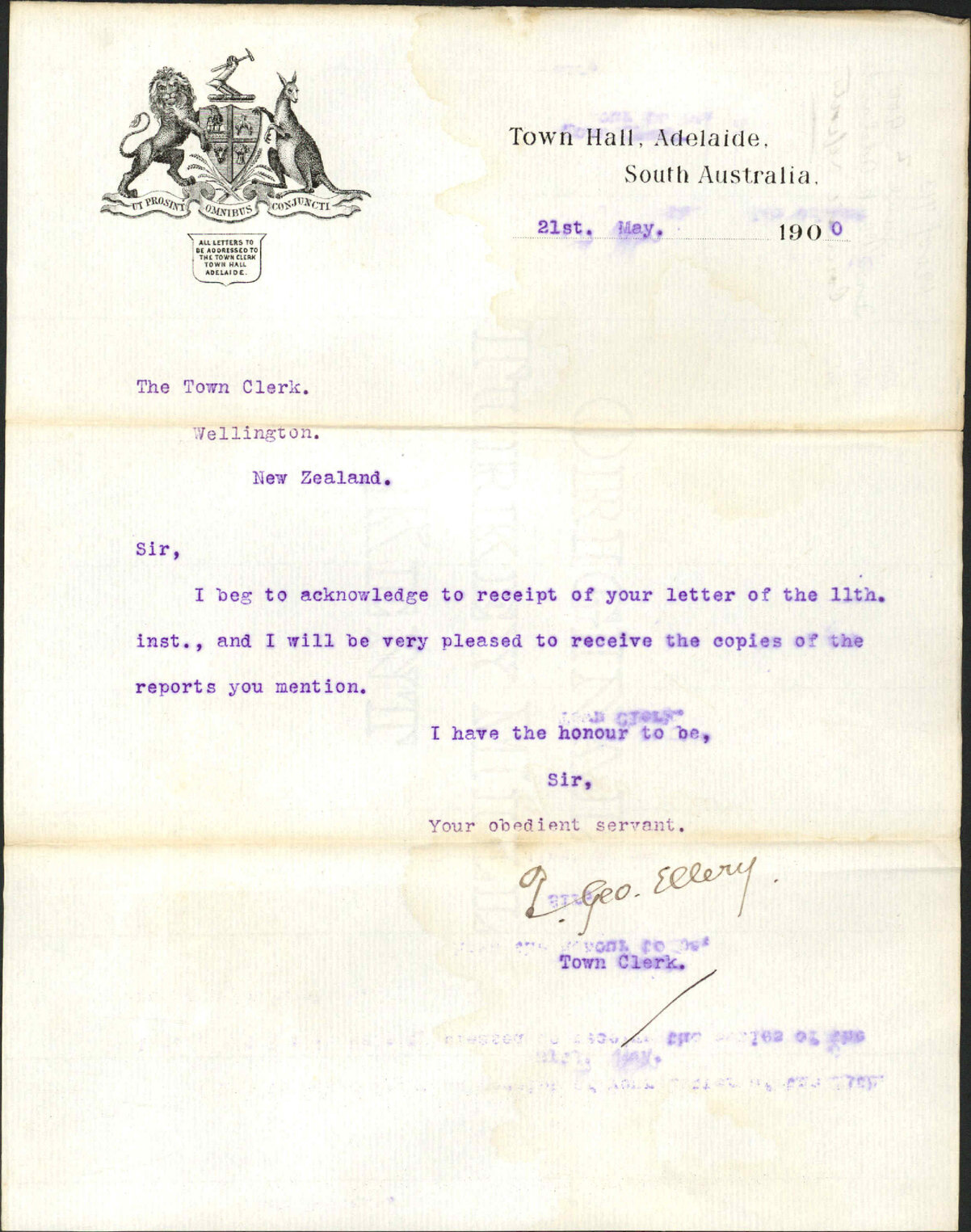 Council reports - Town Clerk, Adelaide