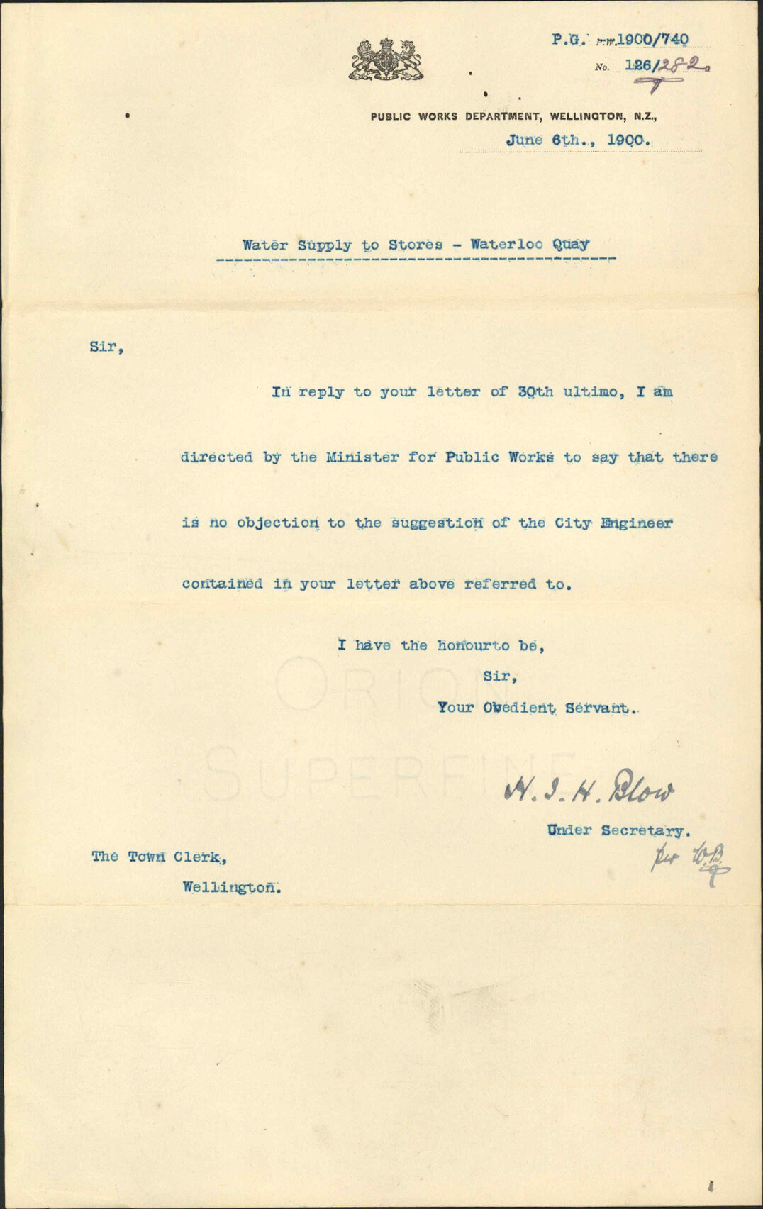 Water service, Waterloo Quay - Public Works Department