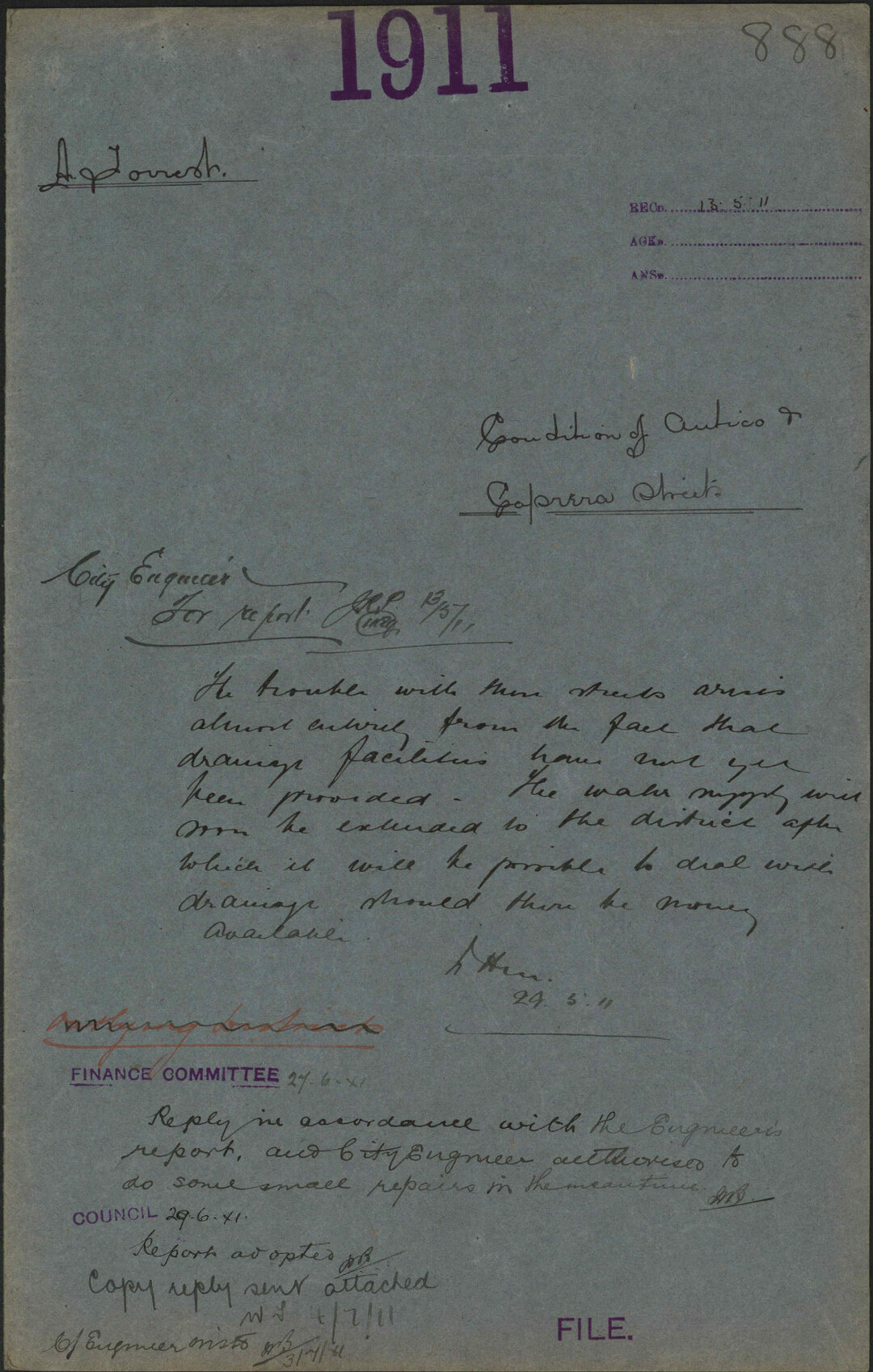 Condition of Antico and Caprera Street - A Forrest