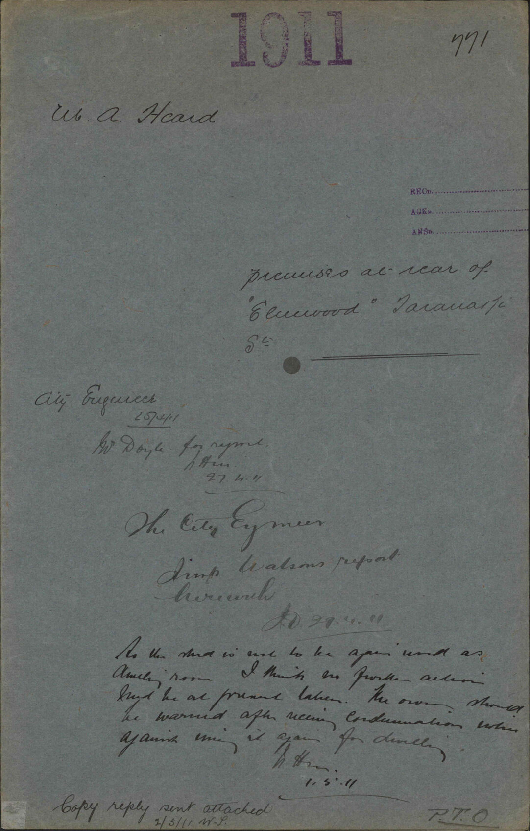 Premises at rear of Elmwood, [76] Taranaki Street - M A Heard