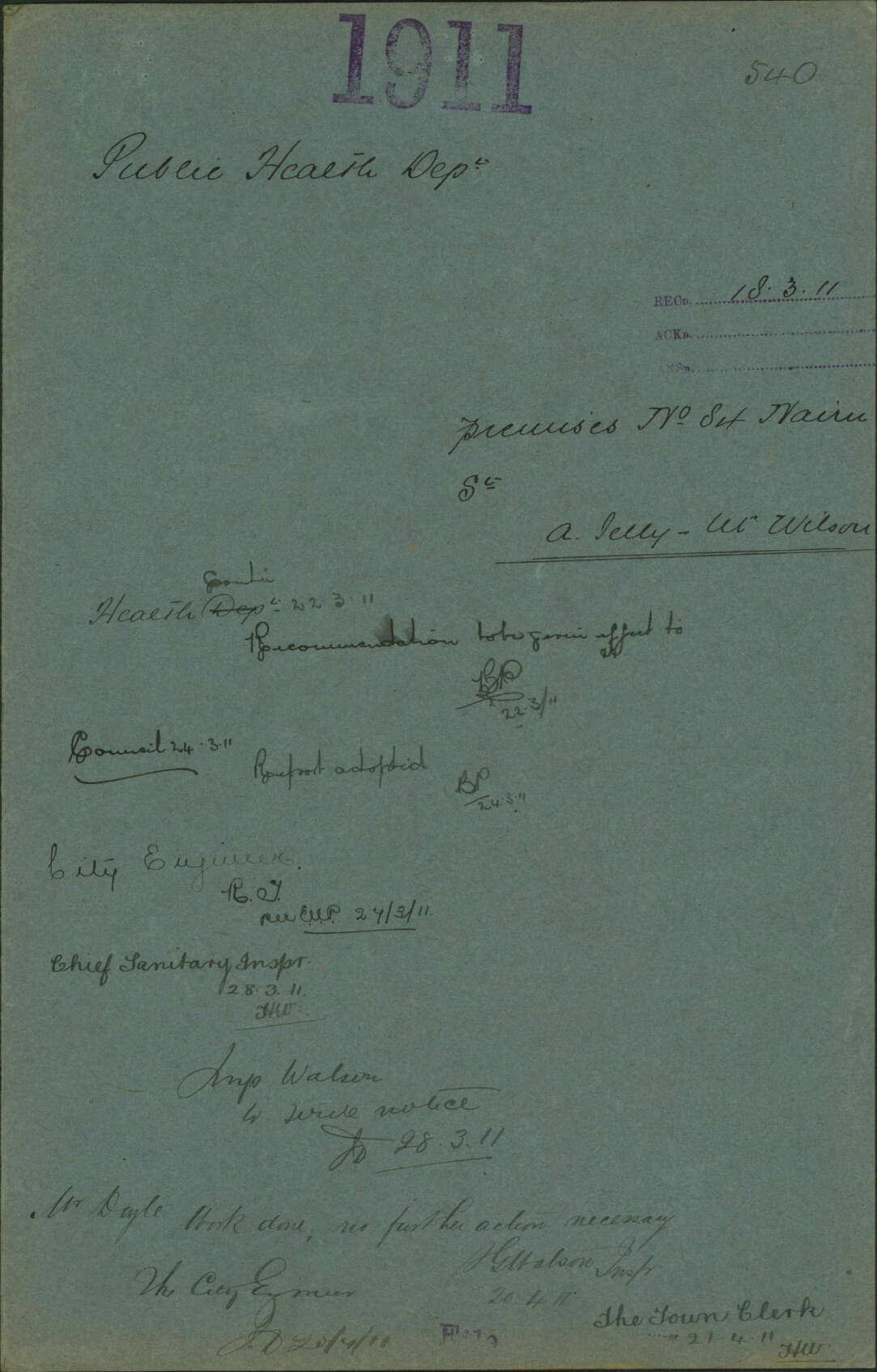 Premises, 84 Nairn Street, A Jelly, Mr Wilson - Public Health Department