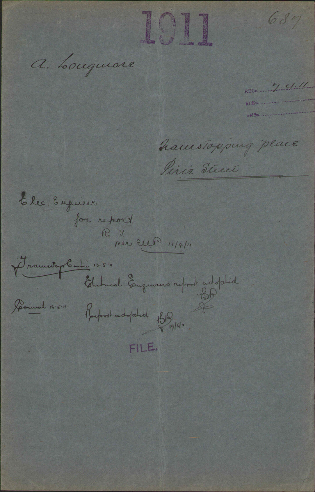 Tramstopping place, Pirie Street - A Longmore