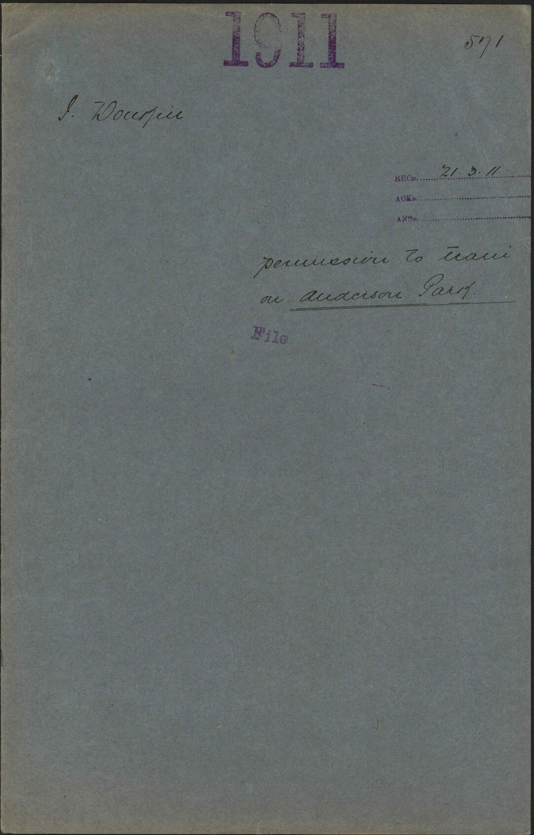 Permission to train on Anderson Park - J Donkin