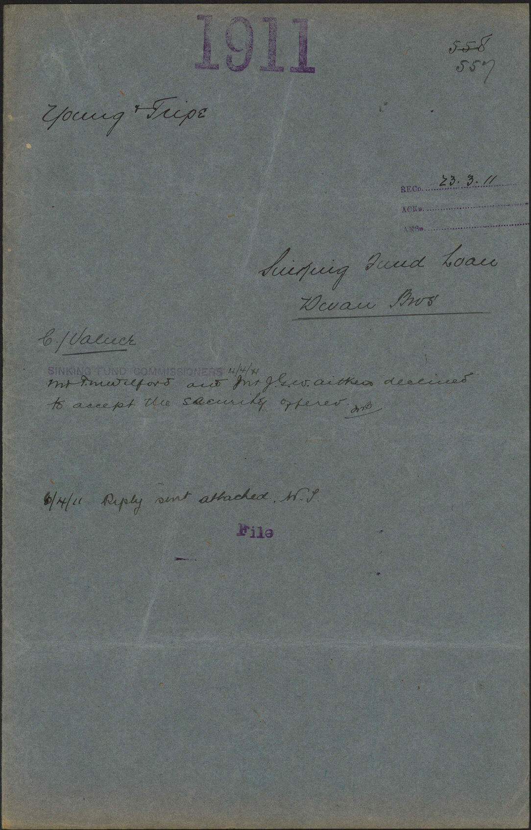 Sinking Fund loan, Dwan Bros - Young and Tripe