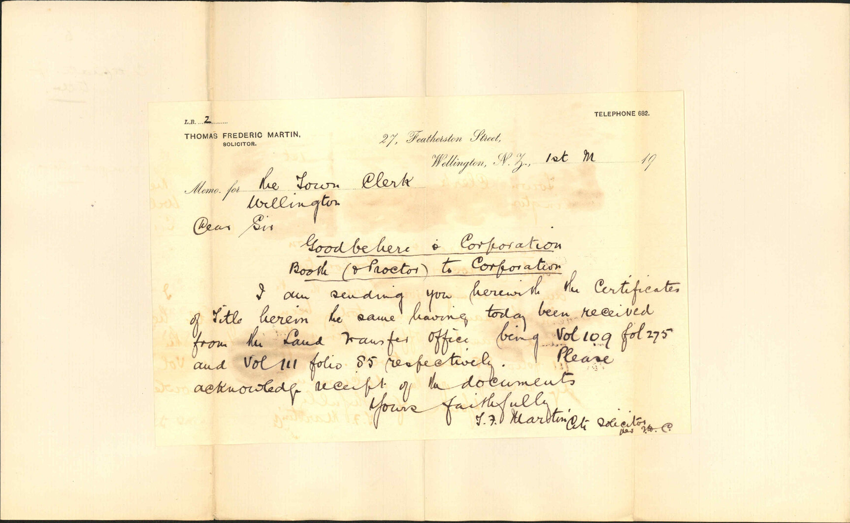 Certificate of Title - City Solicitor