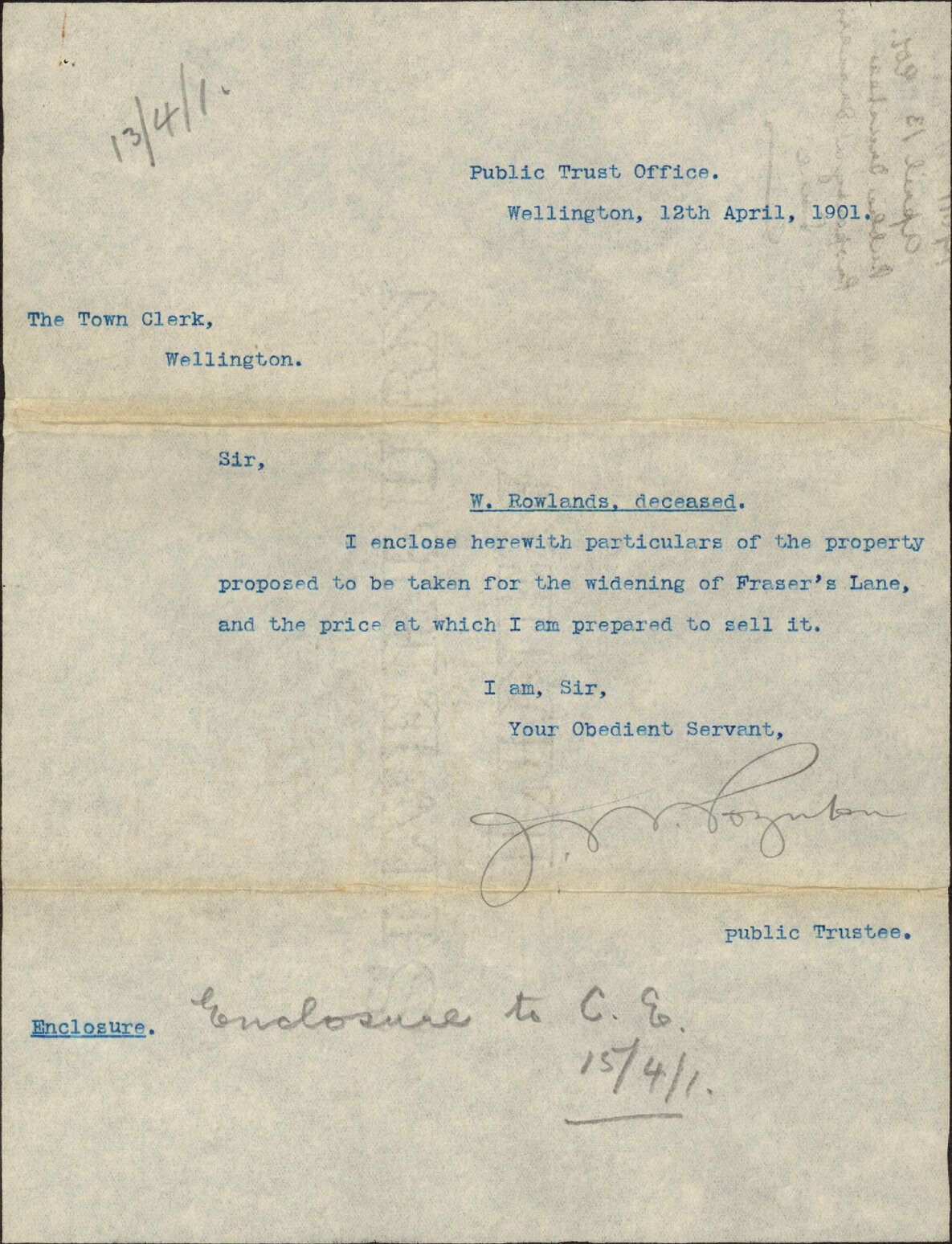 Property at Fraser's Lane - Public Trustee