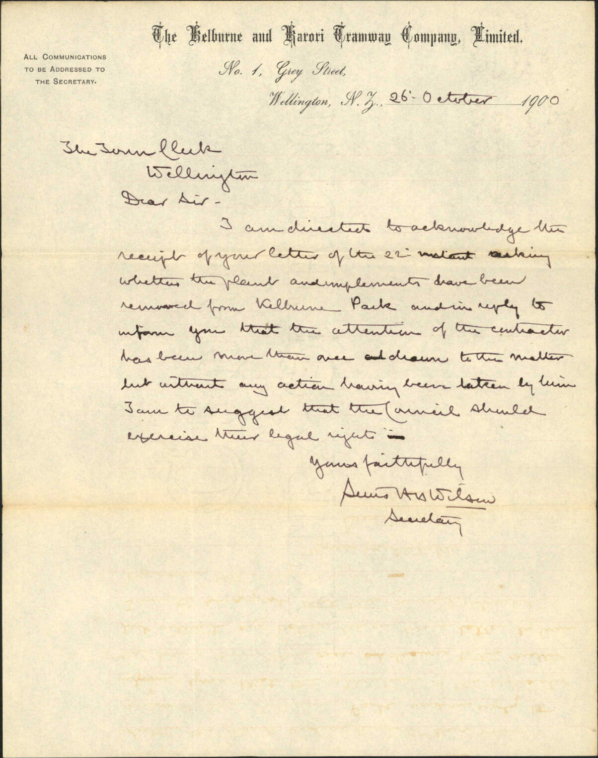 Contractor's plant at Kelburne [Kelburn] Park - Kelburne [Kelburn] Tramway Company