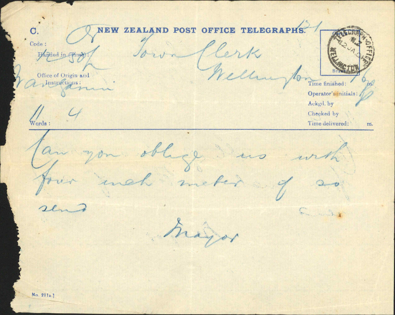 Inquiry regarding water meter - Mayor Wanganui