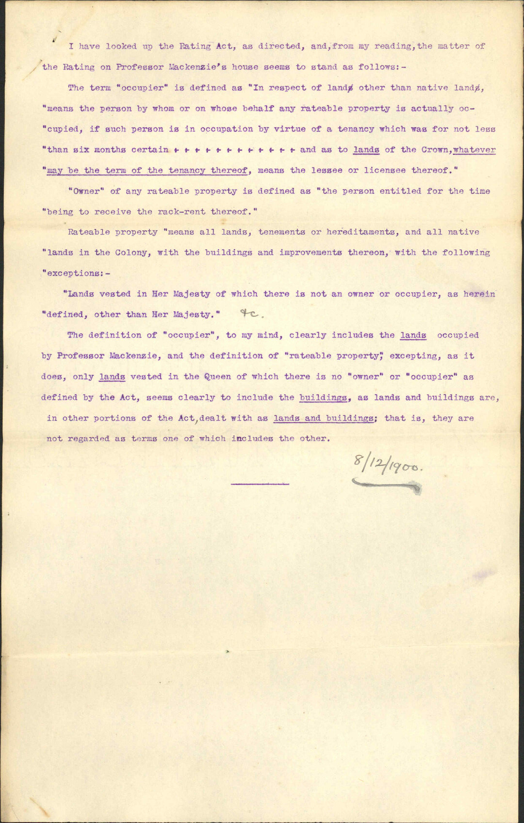 Rates on Museum House - Professor Mackenzie