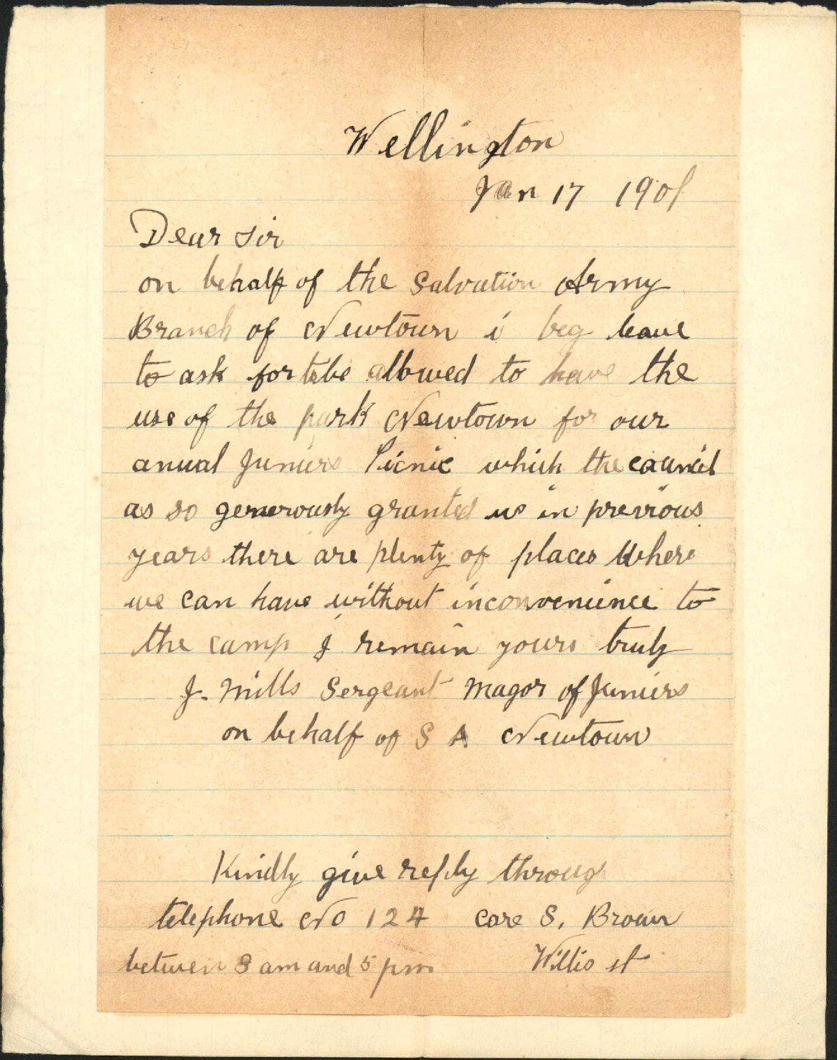 Asking use of Newtown Park for picnic - Salvation Army