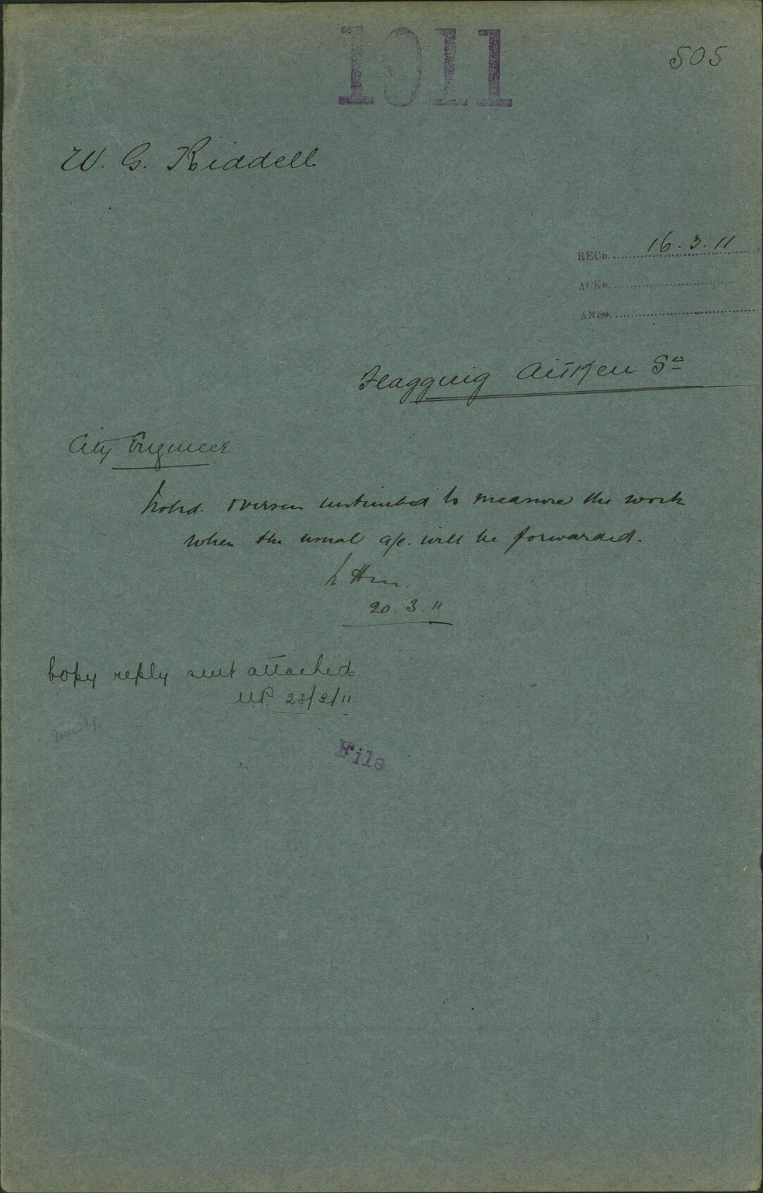 Flagging, Aitken Street - W G Riddell