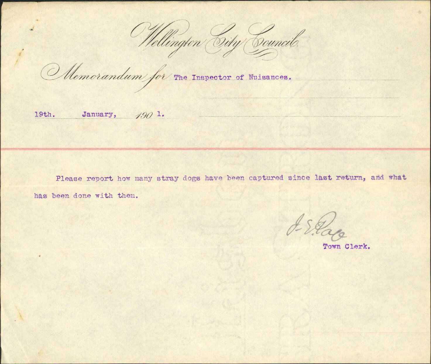 Returns regarding dogs - Inspector of Nuisances