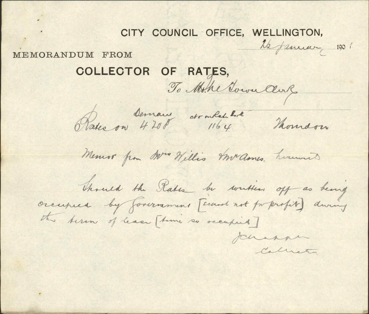 Property leased to the Education Department - Mrs Willis