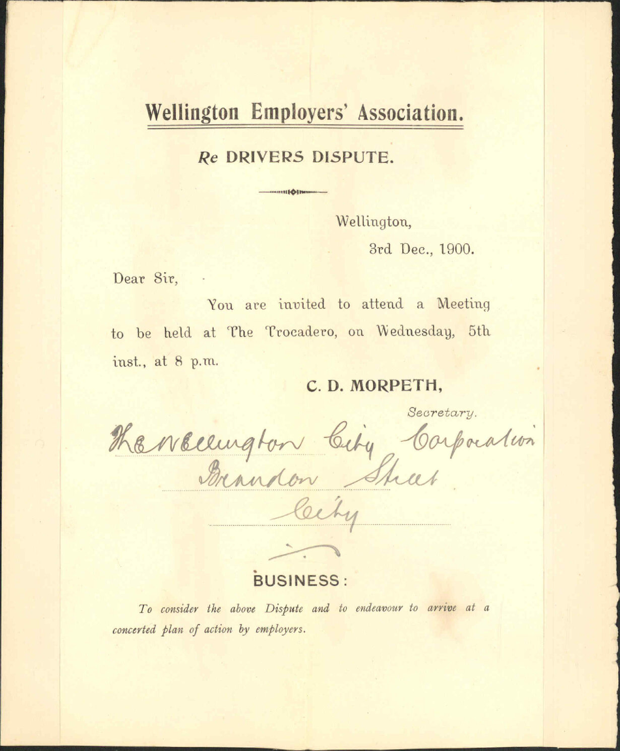 Conciliation Board - Tramway Manager