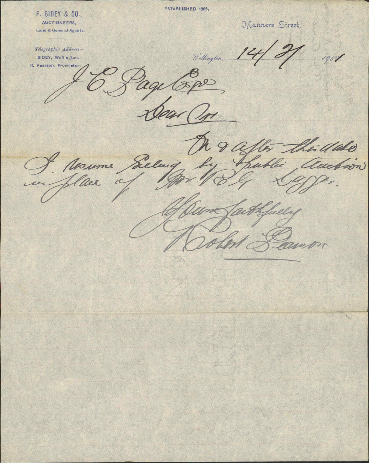 His auctioneer's license - R Pearson