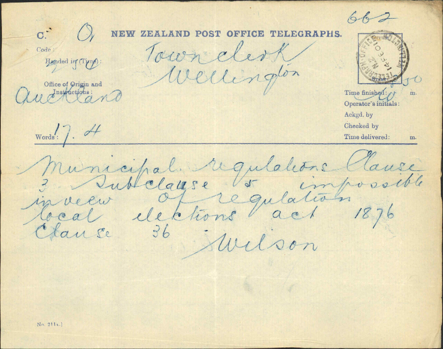 Burgess rolls - Town Clerk, Auckland