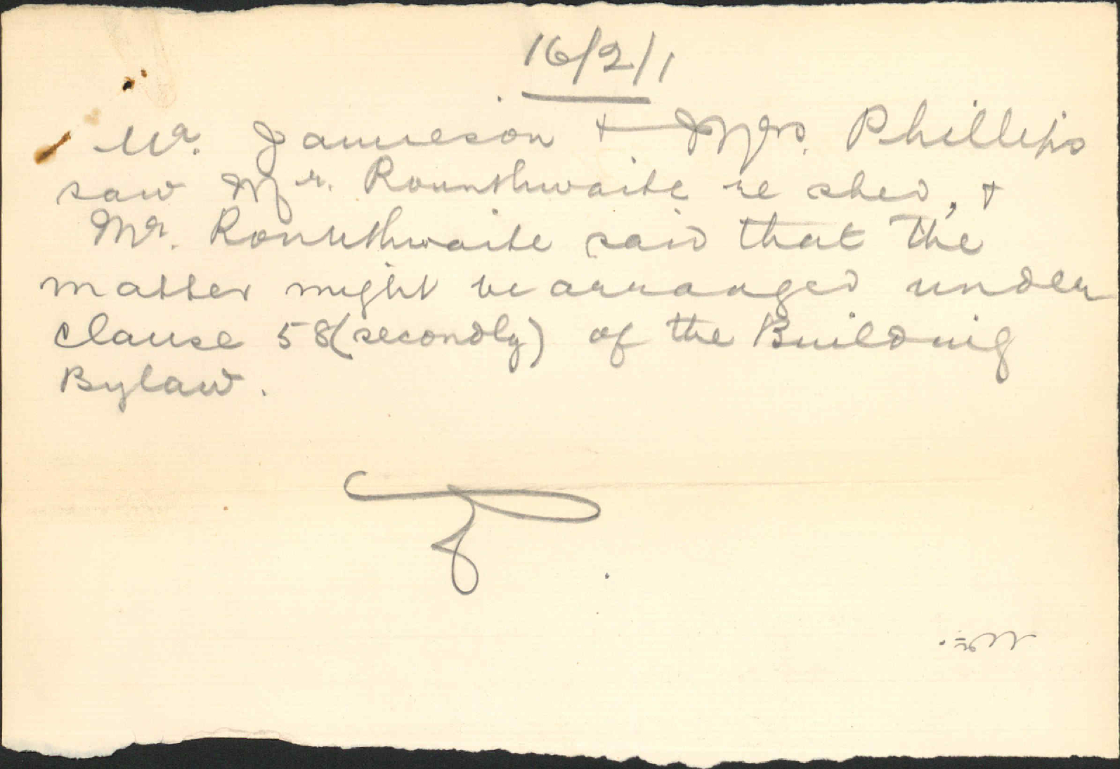 Mrs Phillip's property, Manners Street - City Engineer