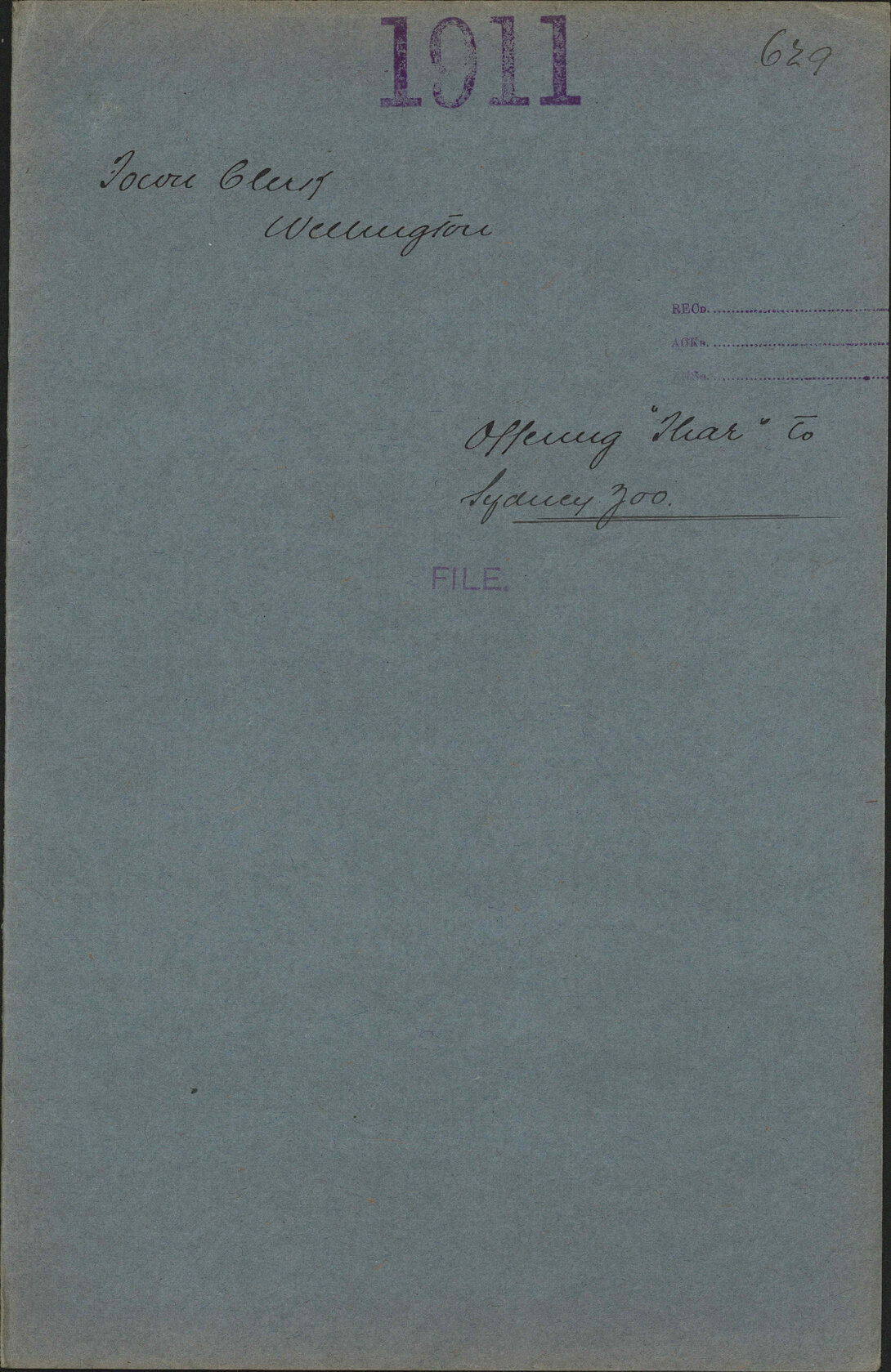 Offering Thar to Sydney Zoo - Town Clerk, Wellington