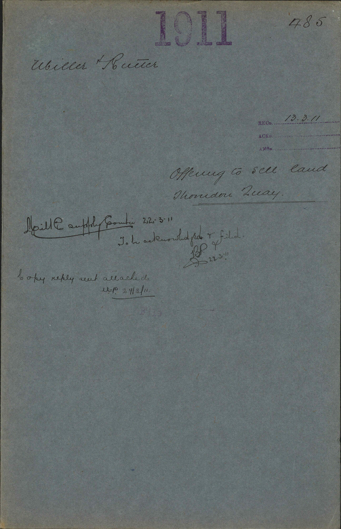 Offering to sell land, Thorndon Quay - Miller and Rutter