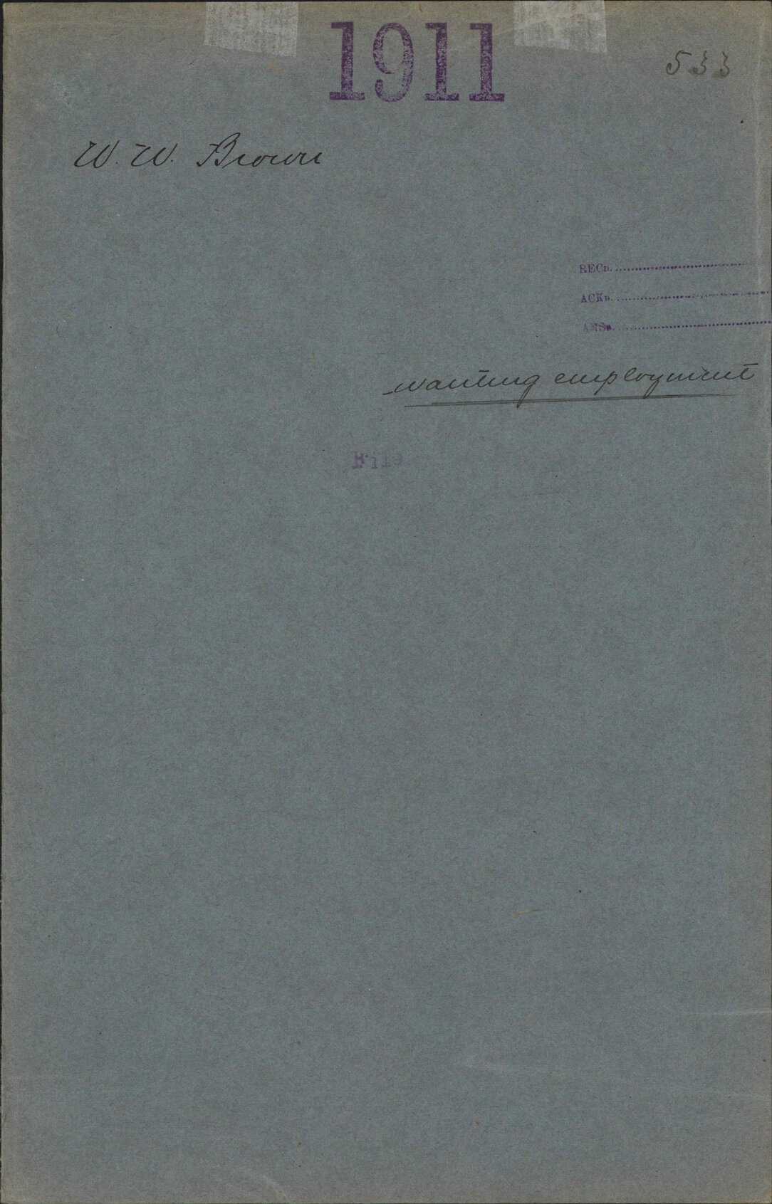 Wanting employment - W W Brown