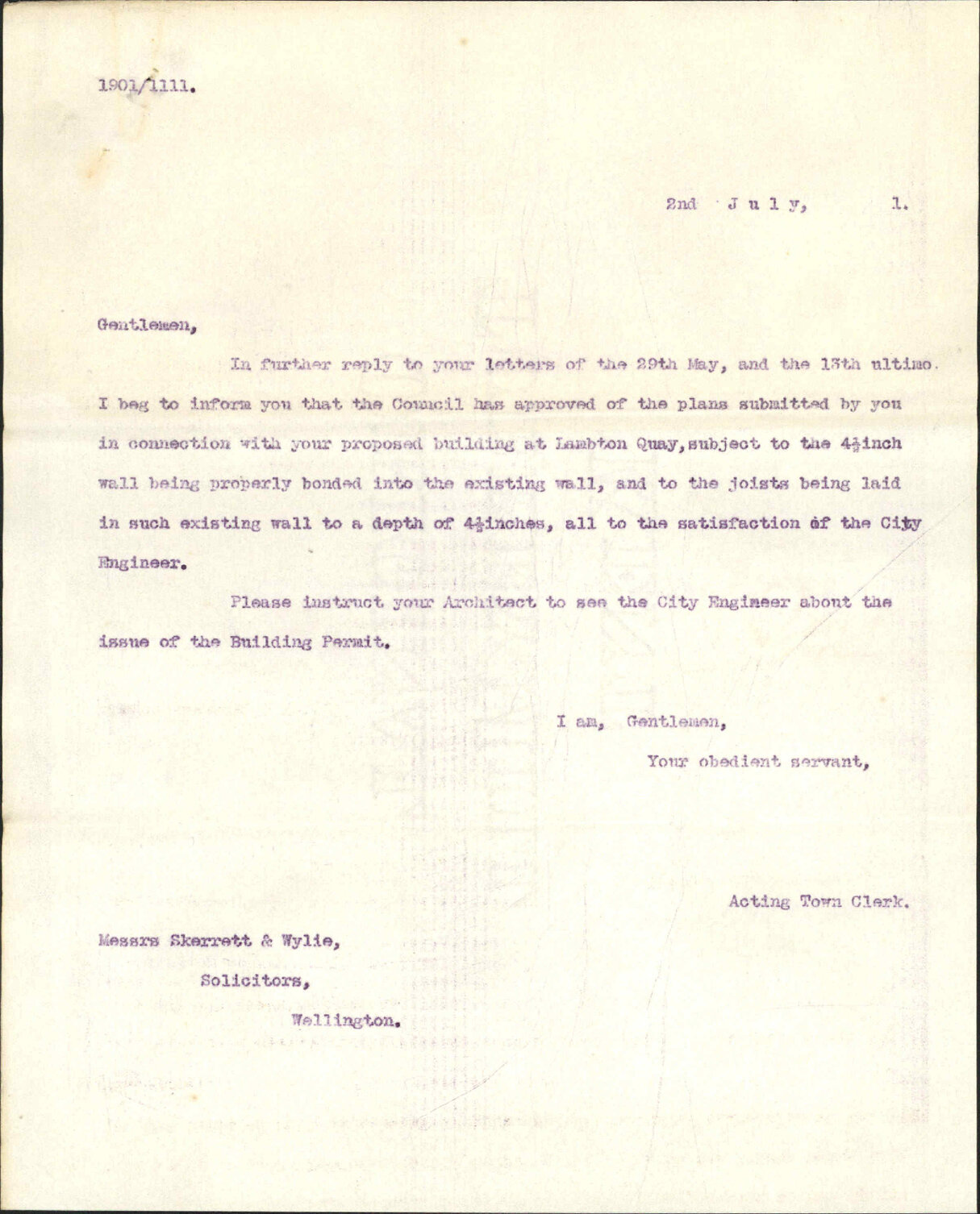 Further regarding their proposed building - Skerrett and Wylie