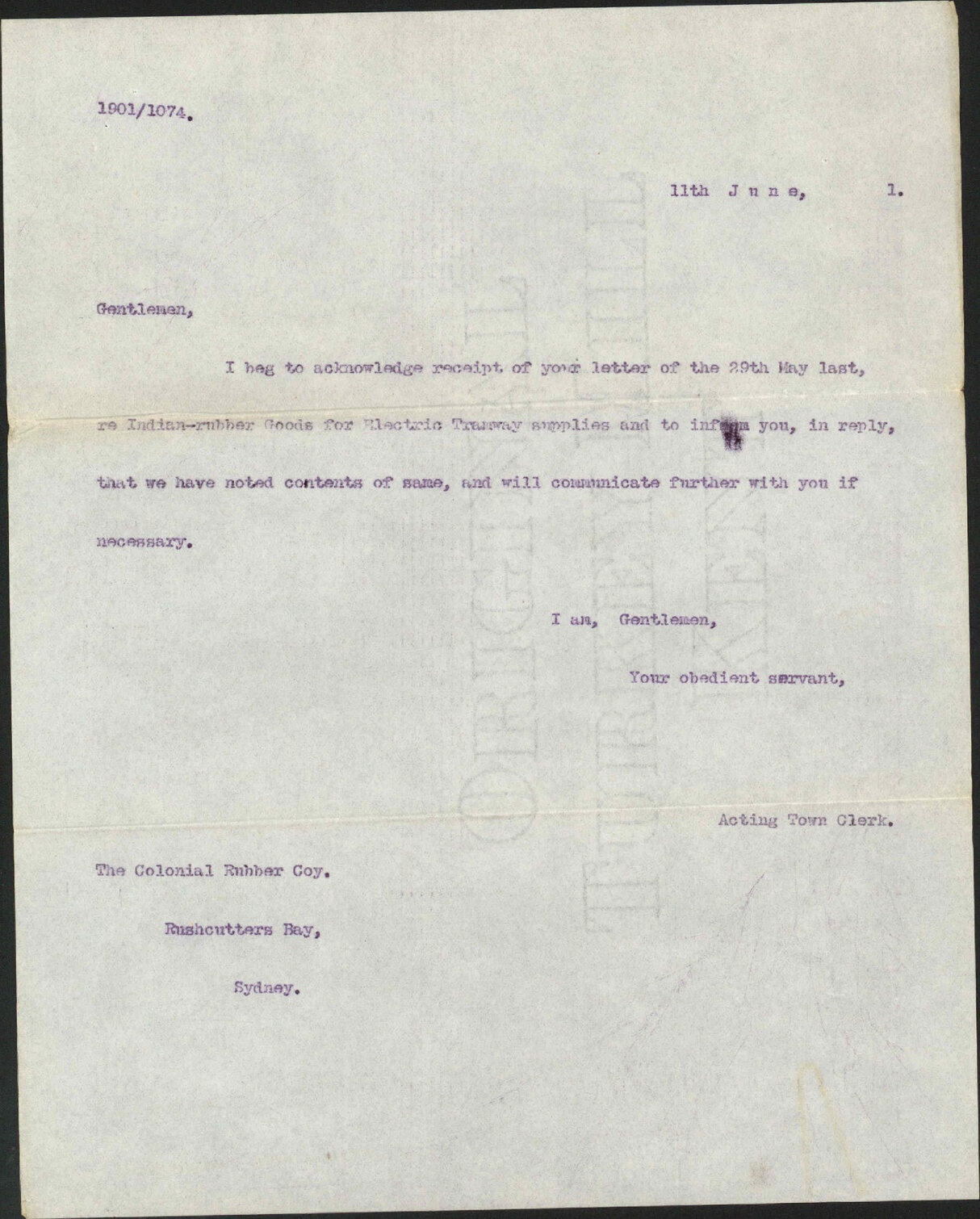 Insulating material regarding electric tramways - Colonial Rubber Company