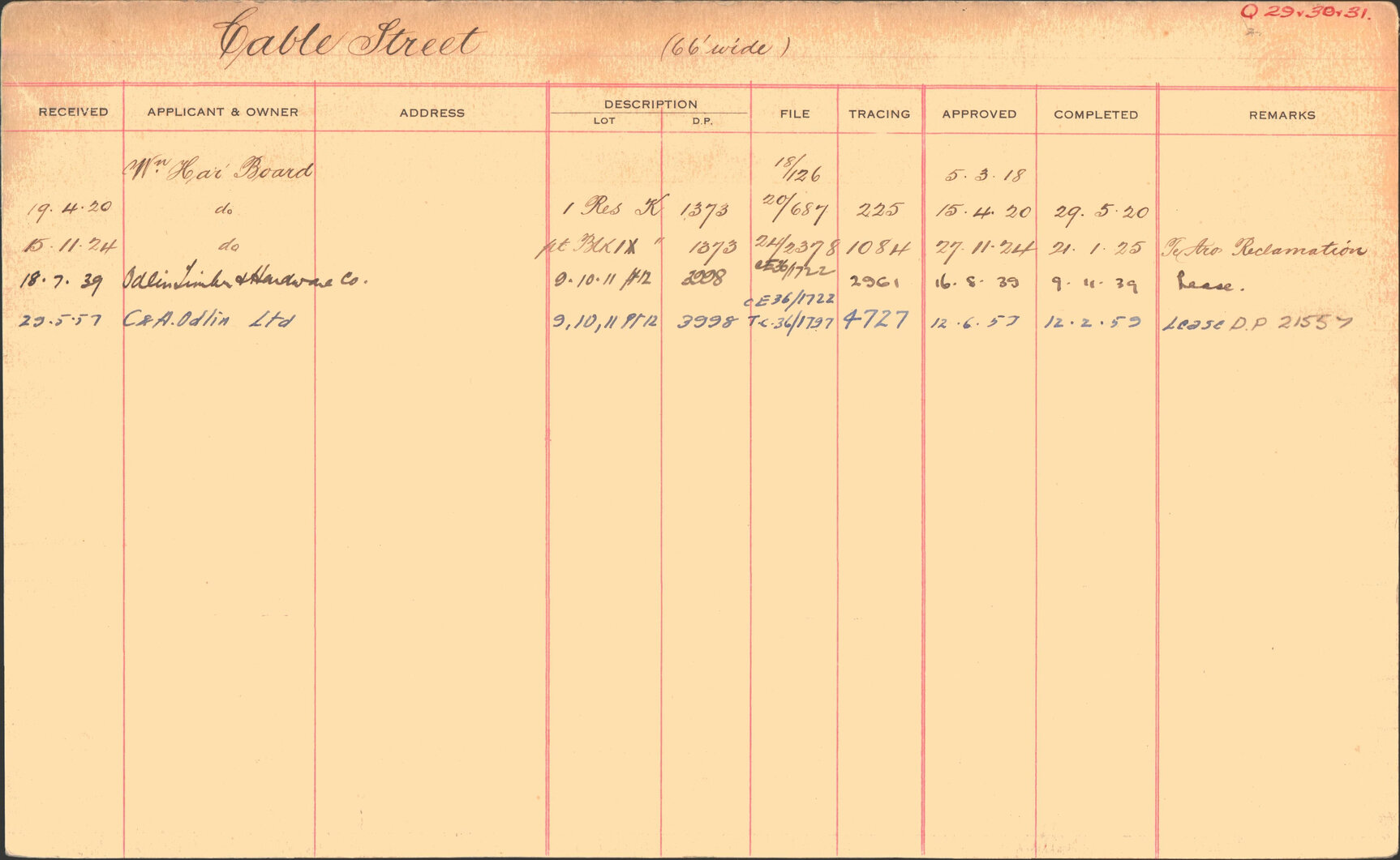Subdivision index cards, streets starting with C
