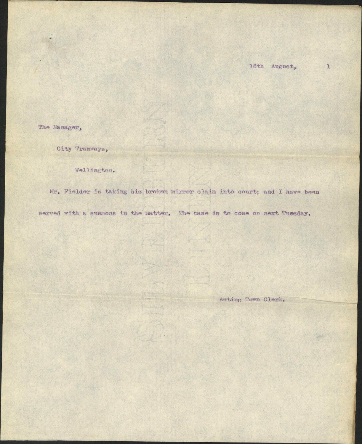 Claim regarding broken mirror - Henry Fielder