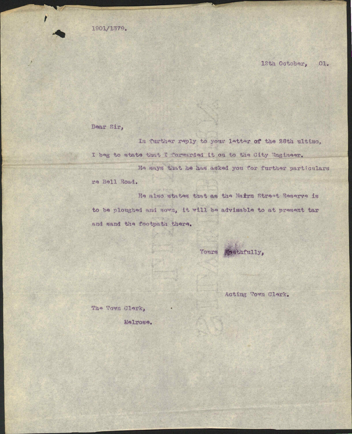 Bell Road - Town Clerk, Melrose