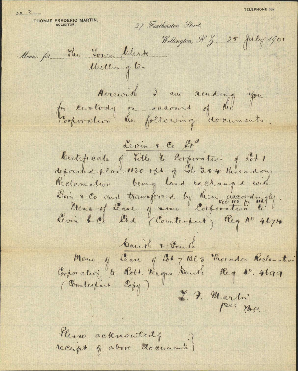 Documents returned (Levin and Smith &amp; Smith) - City Solicitor